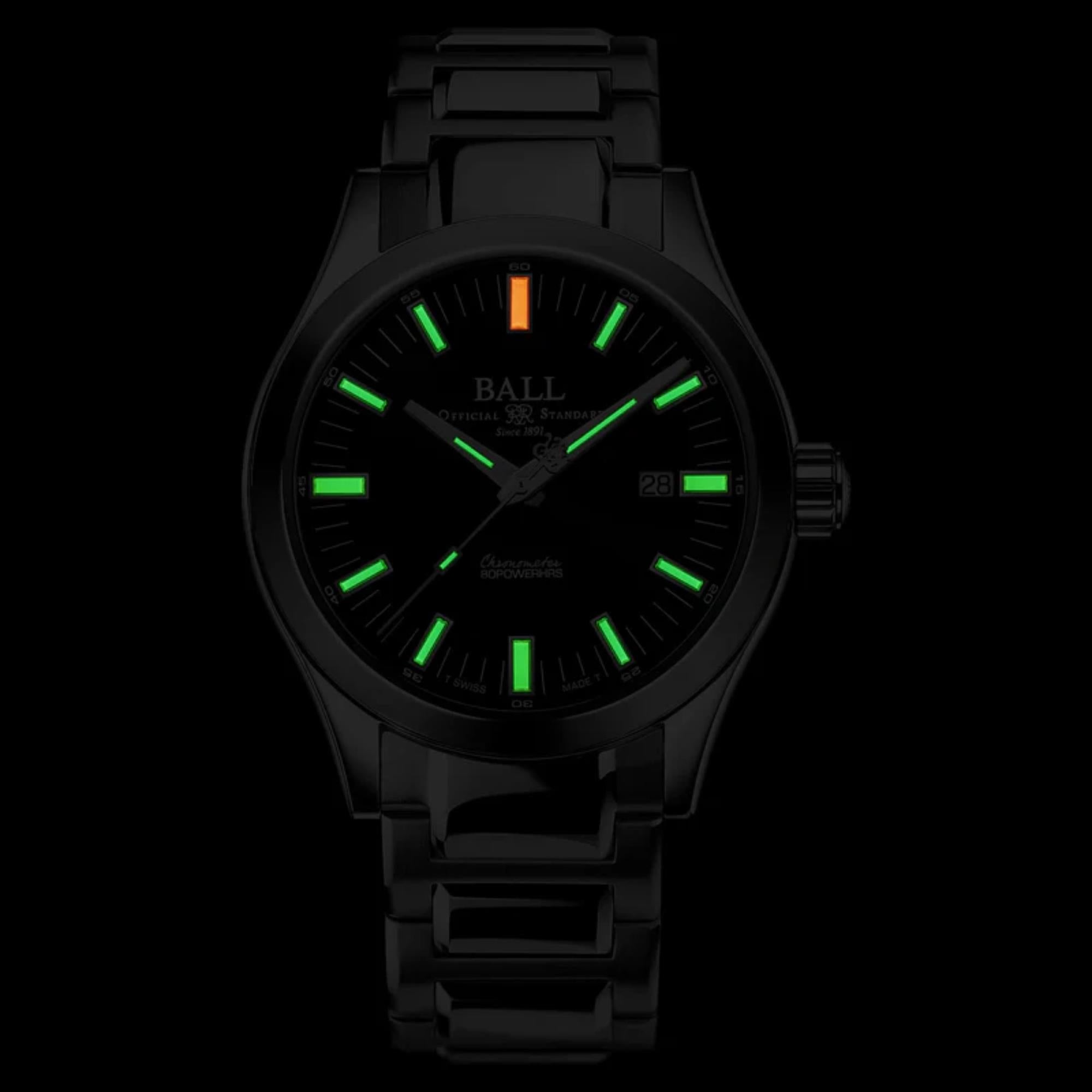 BALL Marvelight Automatic Black Dial Silver Stainless Steel Bracelet Men's Watch NM2128C-S1C-BK