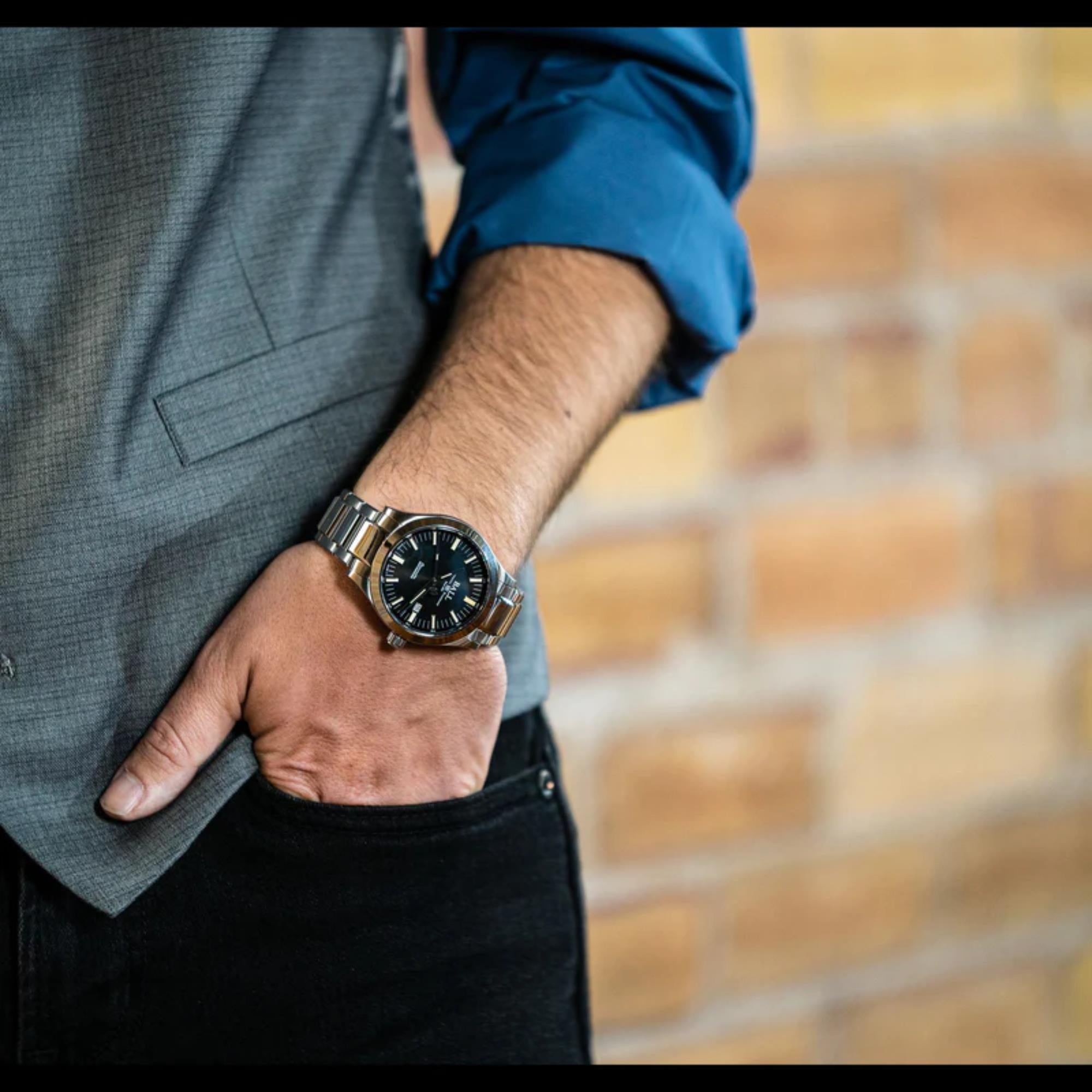 BALL Marvelight Automatic Black Dial Silver Stainless Steel Bracelet Men's Watch NM2128C-S1C-BK