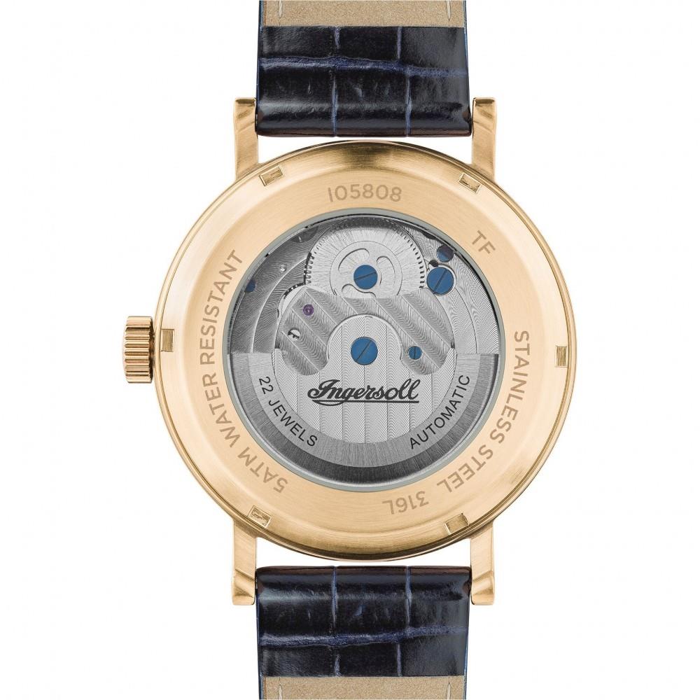 Ingersoll 1892 The Charles Automatic Men's Watch with Black Skeleton Dial and Blue Leather Strap- I05808
