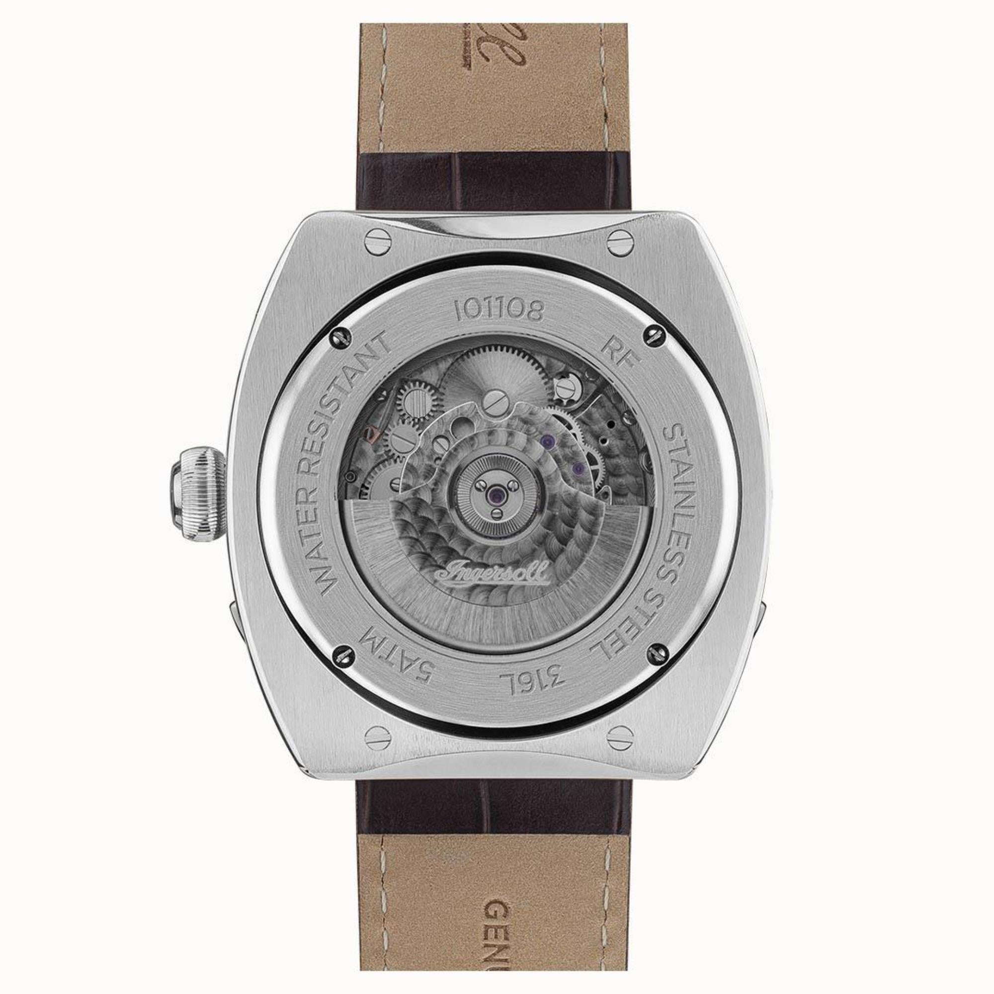 Ingersoll ‘The Michigan’ Automatic Champagne Chronograph Dial Brown Leather Strap Men's Watch I01108