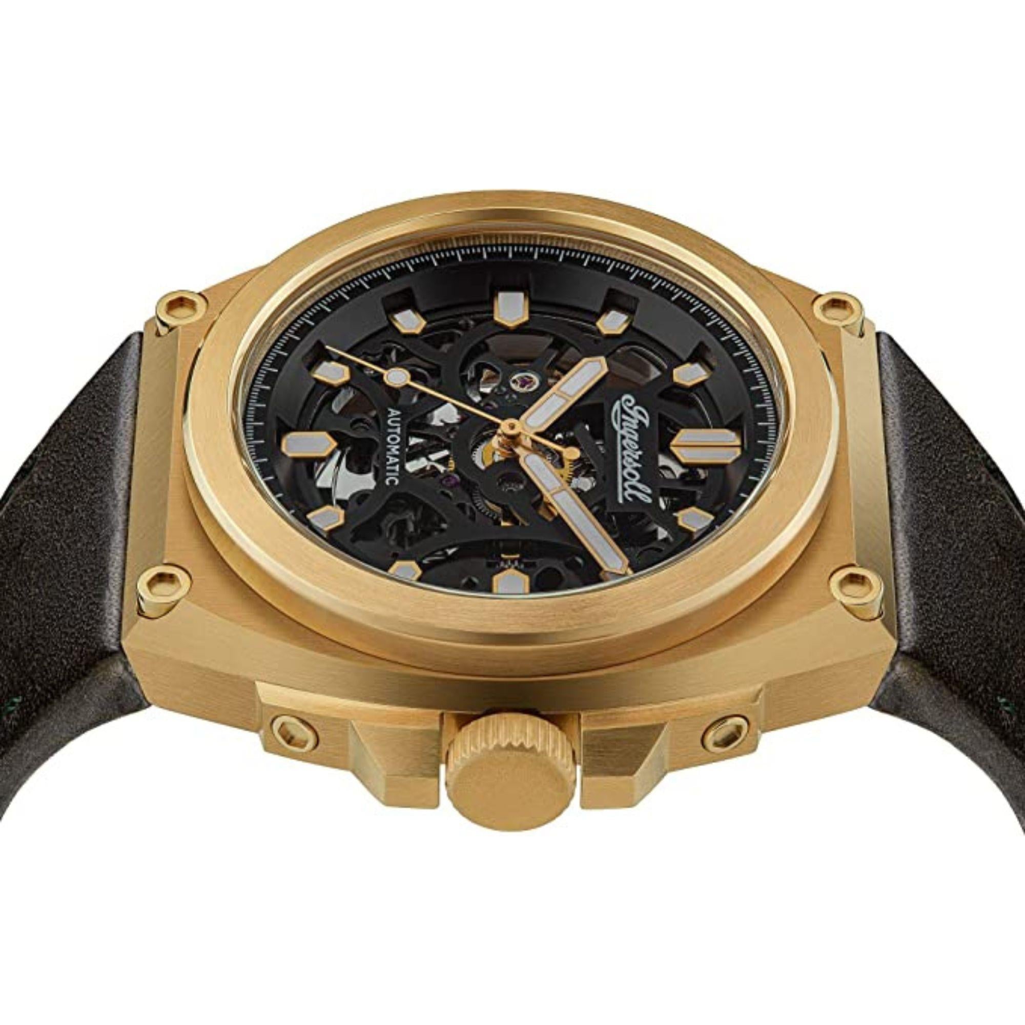 Ingersoll 1892 The Motion Automatic Mens Watch with Black Dial and a Horween Olive Green Leather Strap - I11701B