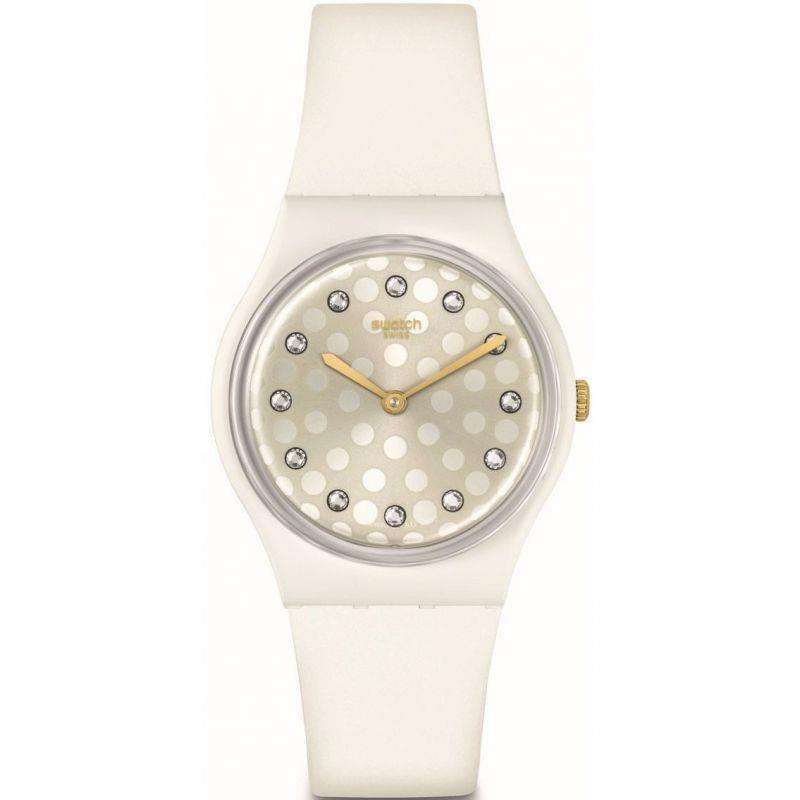Swatch Sparkle Shine White Dial White Strap Watch SO31W109