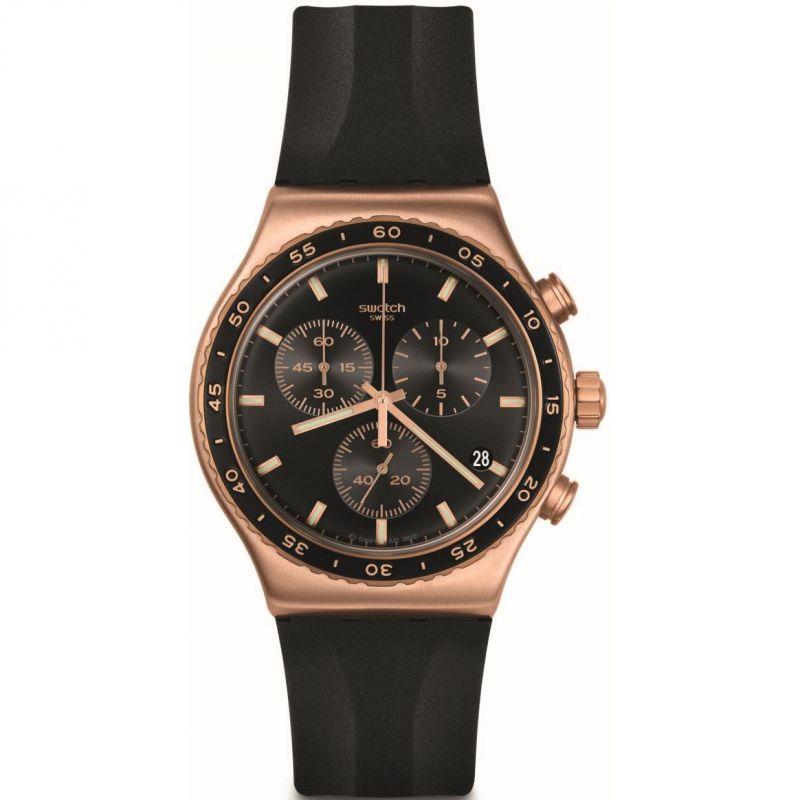 Swatch Stain Sheen Black Dial Black Rubber Strap Unisex Watch YVG410