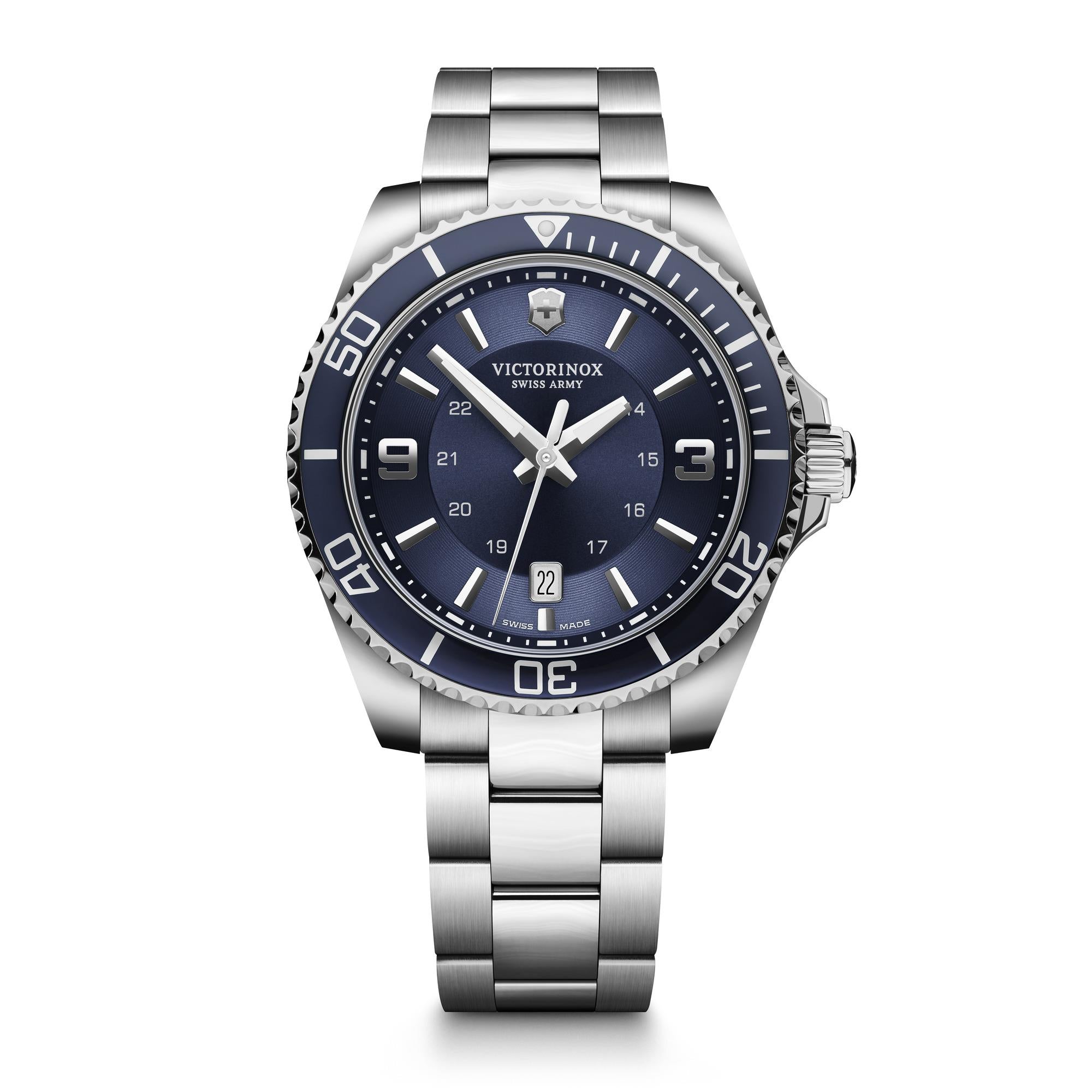 Victorinox Maverick Large Quartz Blue Dial Steel Strap Men's Watch 242007