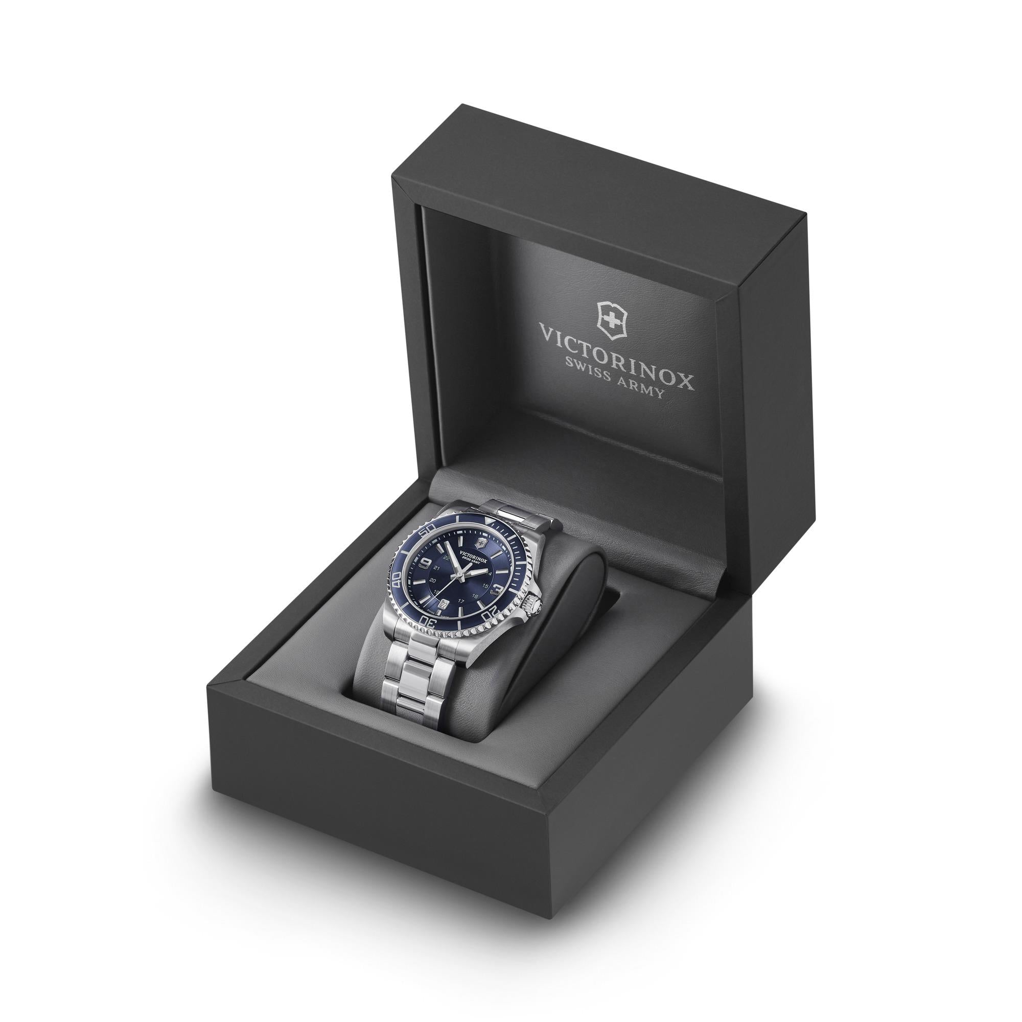 Victorinox Maverick Large Quartz Blue Dial Steel Strap Men's Watch 242007