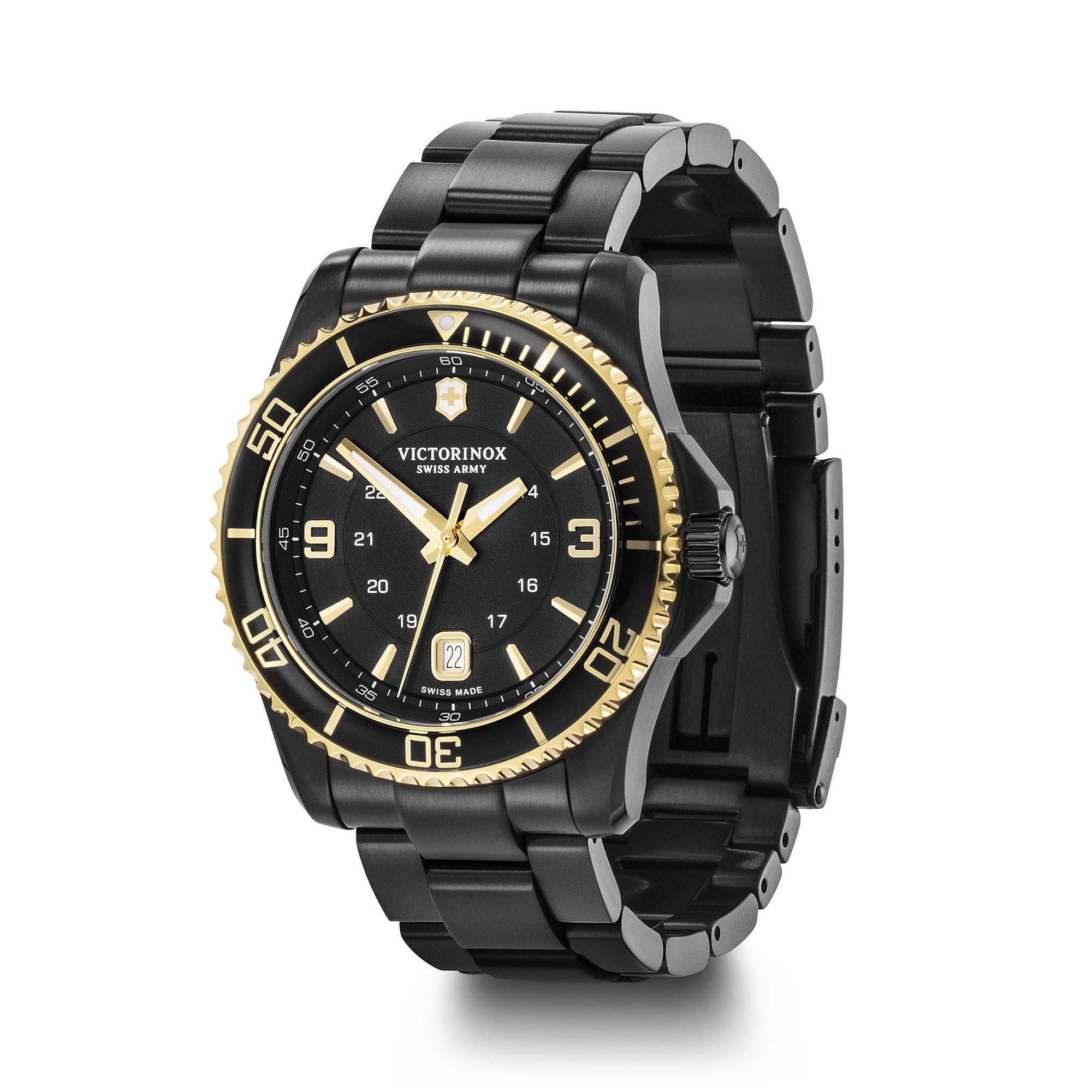 Victorinox Maverick Black Dial Black Stainless Steel Bracelet Men's Watch 241884