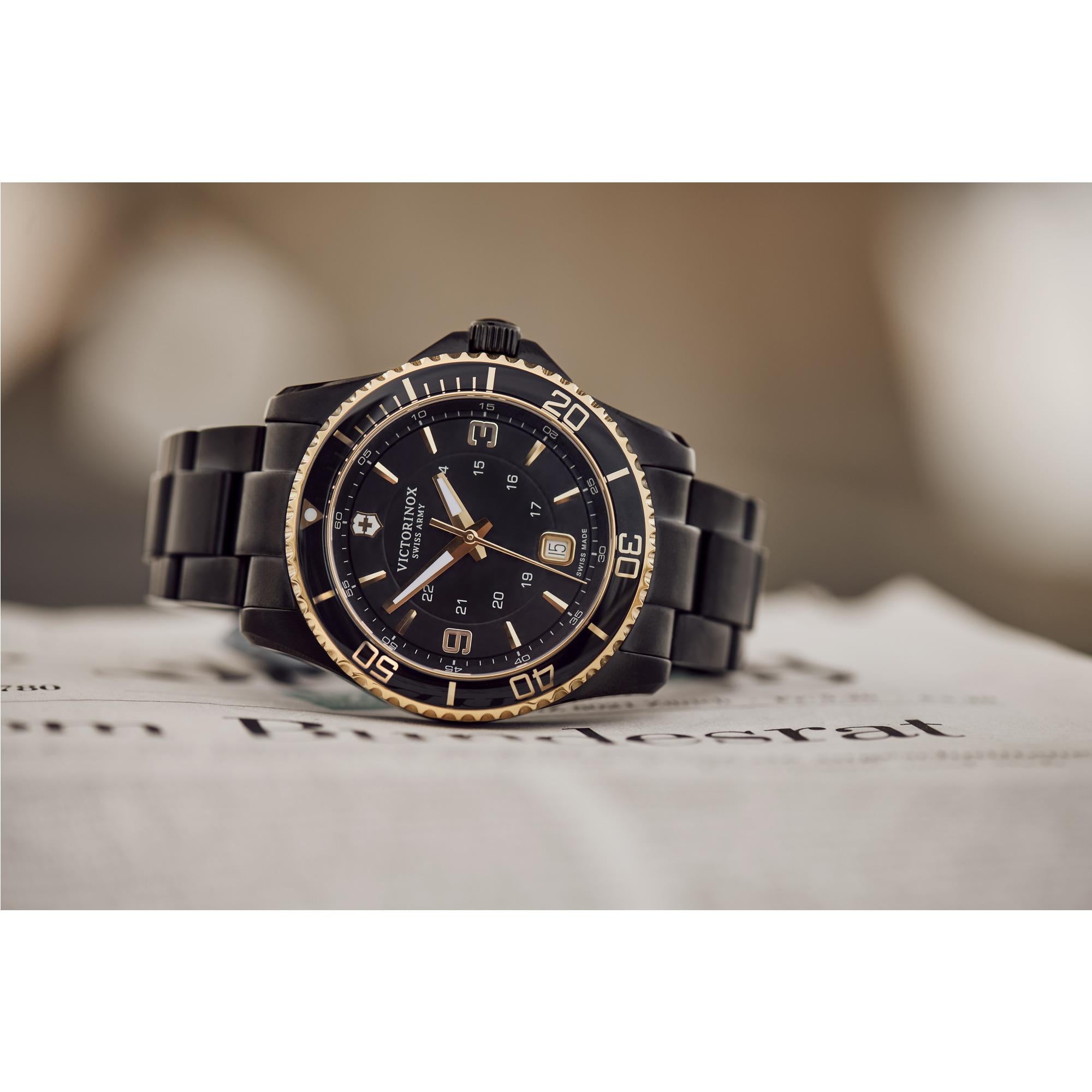 Victorinox Maverick Black Dial Black Stainless Steel Bracelet Men's Watch 241884