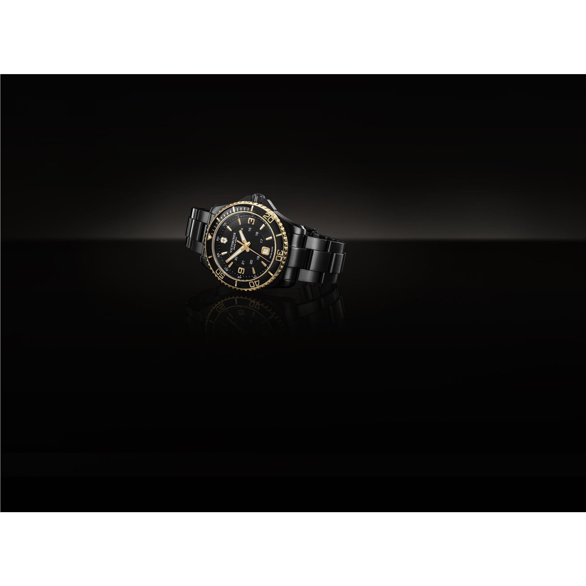 Victorinox Maverick Black Dial Black Stainless Steel Bracelet Men's Watch 241884