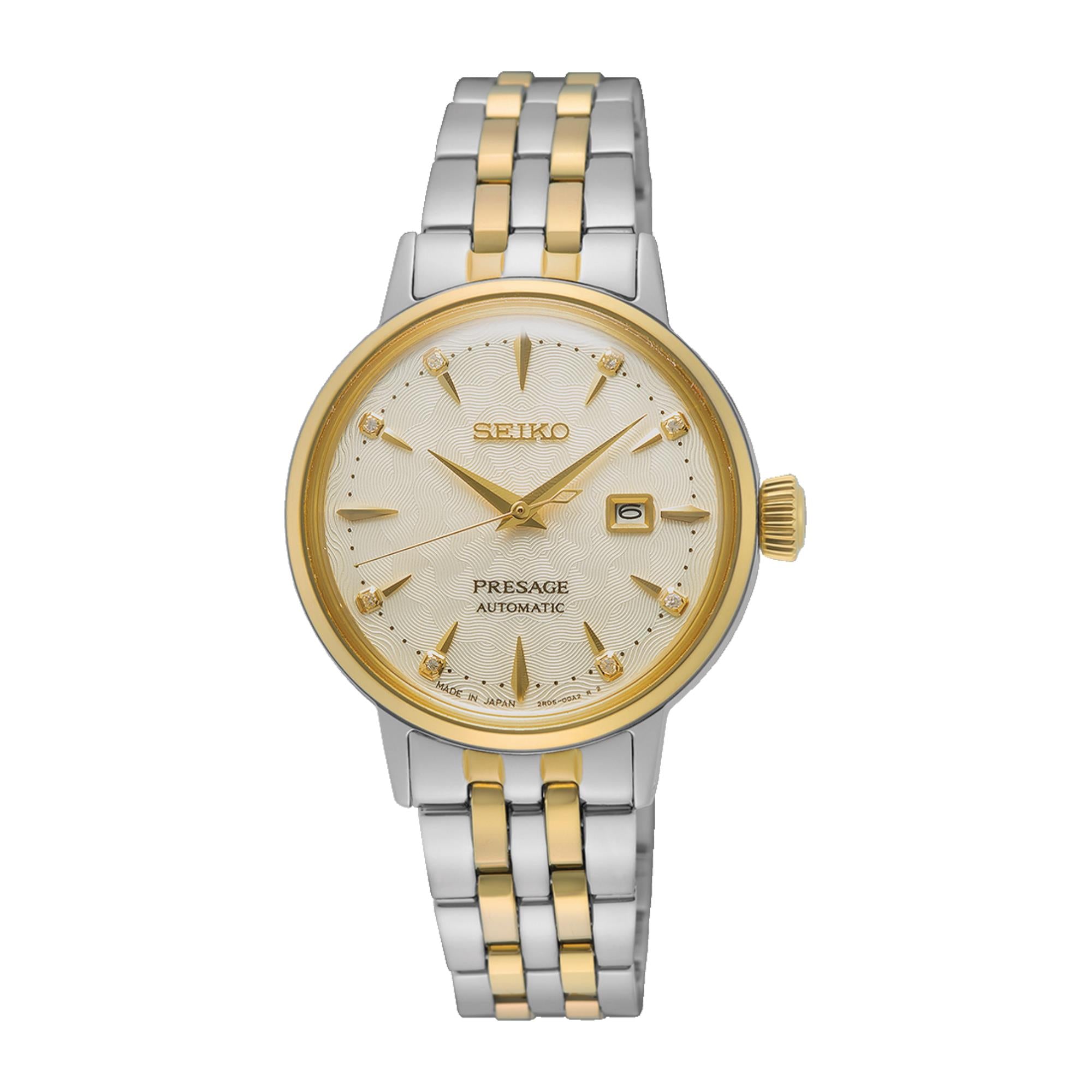 Seiko Presage Cocktail Time ‘White Lady’ Diamond Twist Cream Dial Ladies Watch SRE010J1