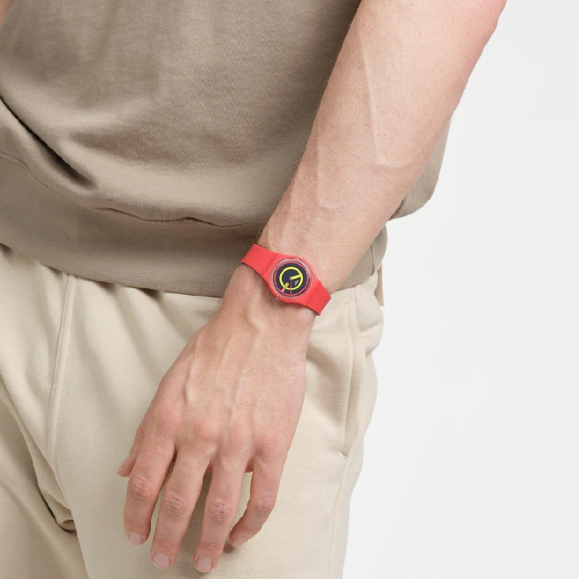 Swatch The January Collection 'Concentric Red' Quartz Watch SO28R702