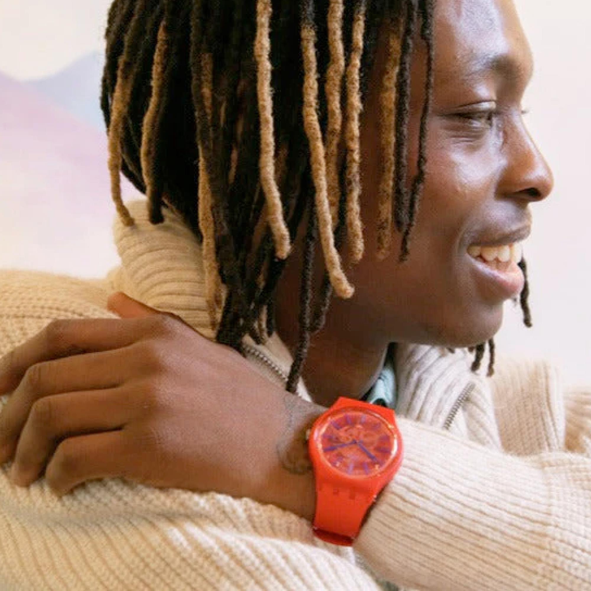 Swatch The January Collection 'Redder Than Red PAY!' Quartz Red Dial Unisex Watch SO29R107-5300