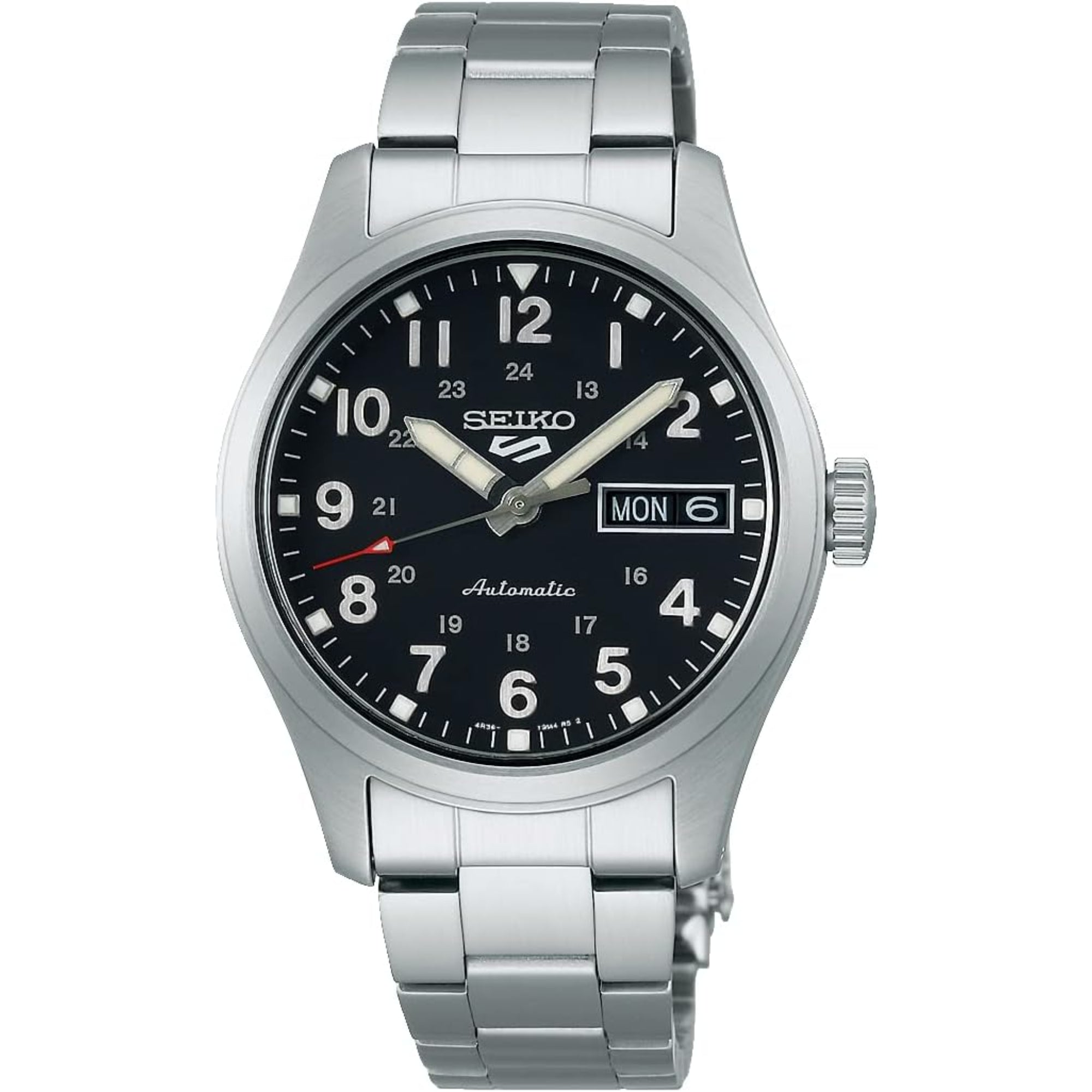 Seiko 5 Sports 'In the metal' Midfield Automatic Black Dial Steel Bracelet Watch SRPJ81K1