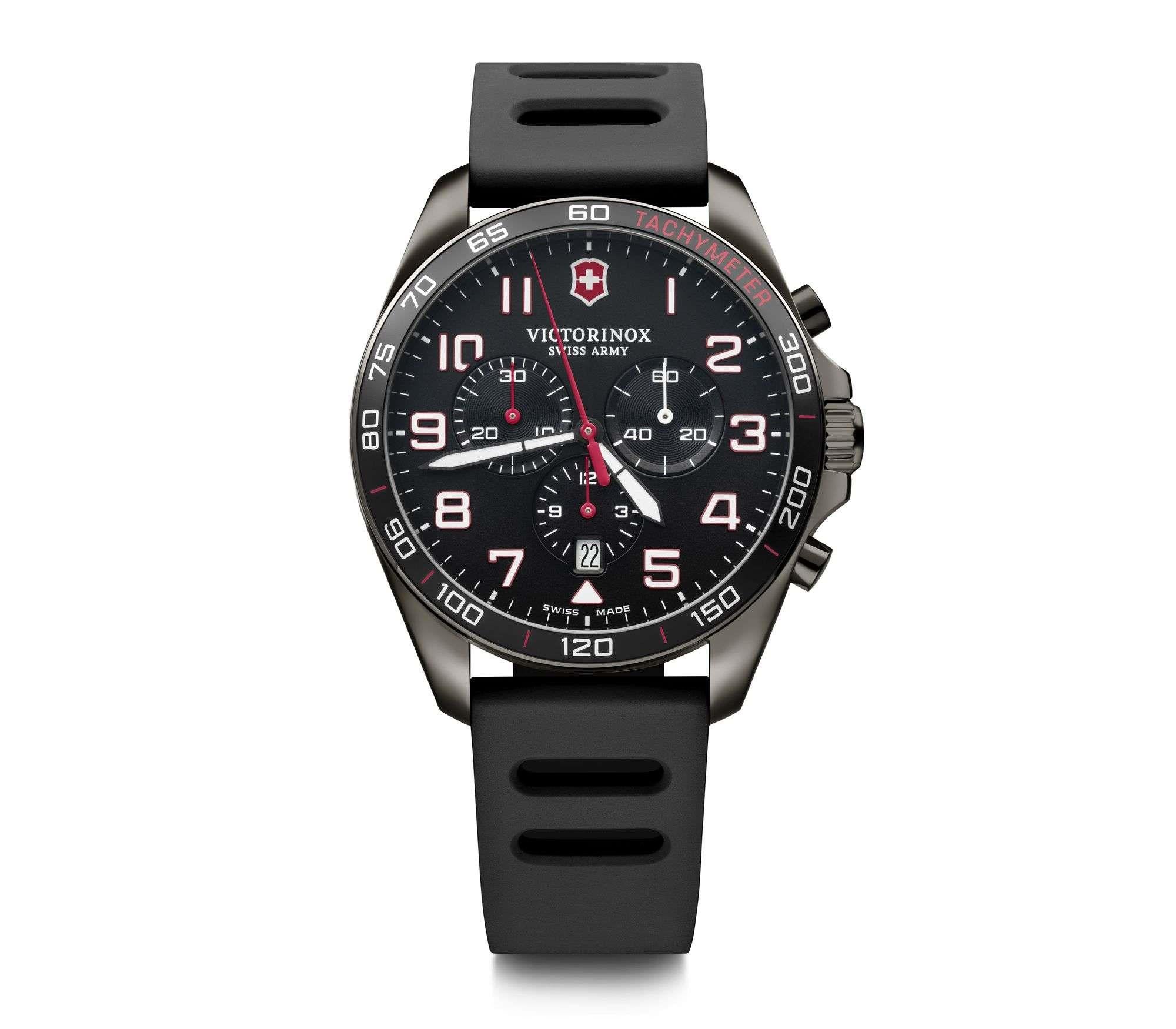 Victorinox Swiss Army FieldForce Chronograph Black Dial Rubber Strap Men's Watch 241889