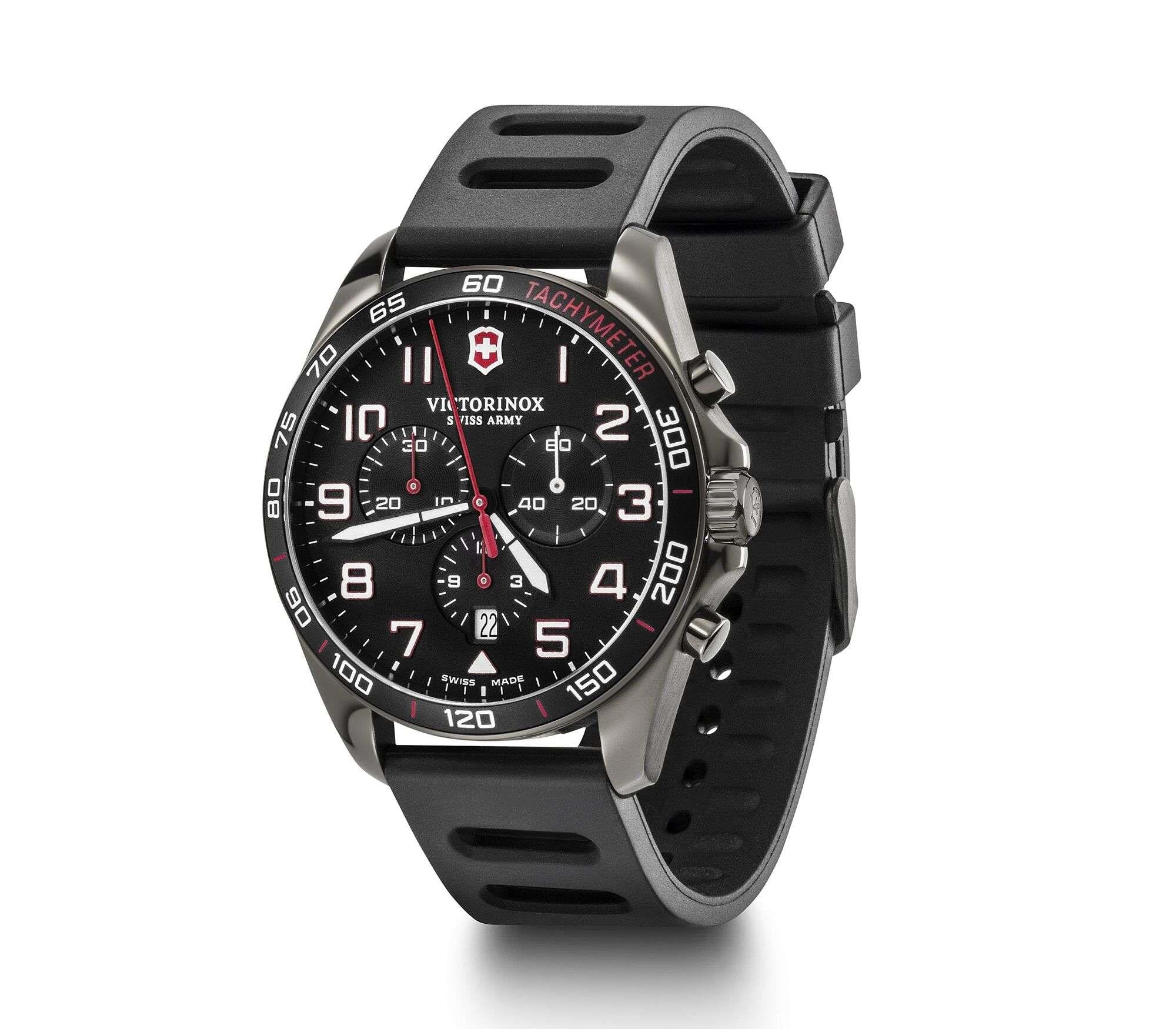 Victorinox Swiss Army FieldForce Chronograph Black Dial Rubber Strap Men's Watch 241889