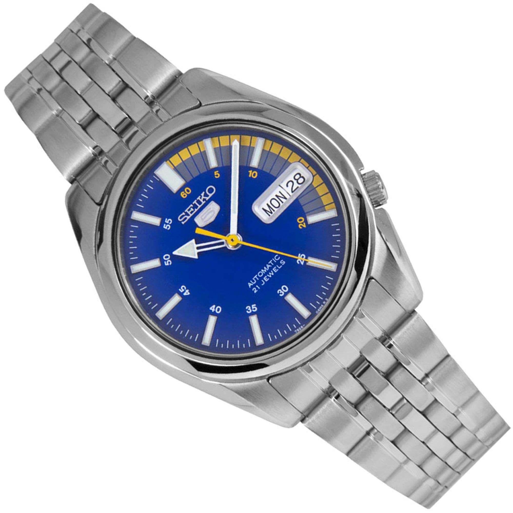 Seiko 5 Automatic Blue Dial Silver Stainless Steel Men's Watch SNK371K1
