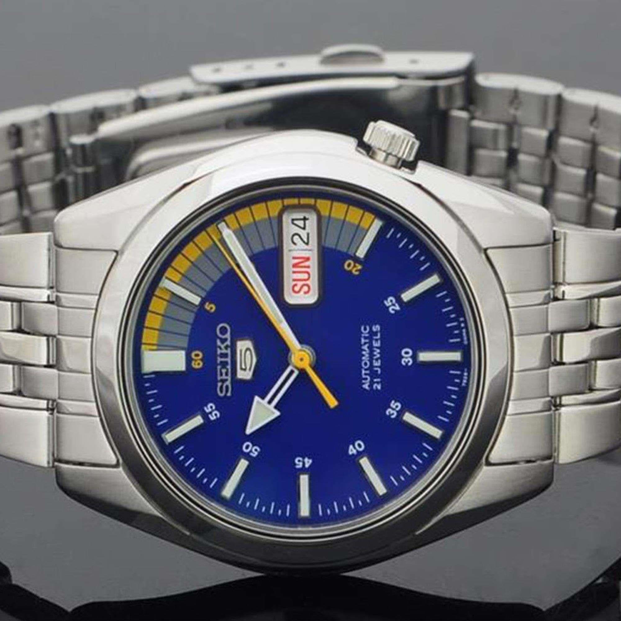 Seiko 5 Automatic Blue Dial Silver Stainless Steel Men's Watch SNK371K1