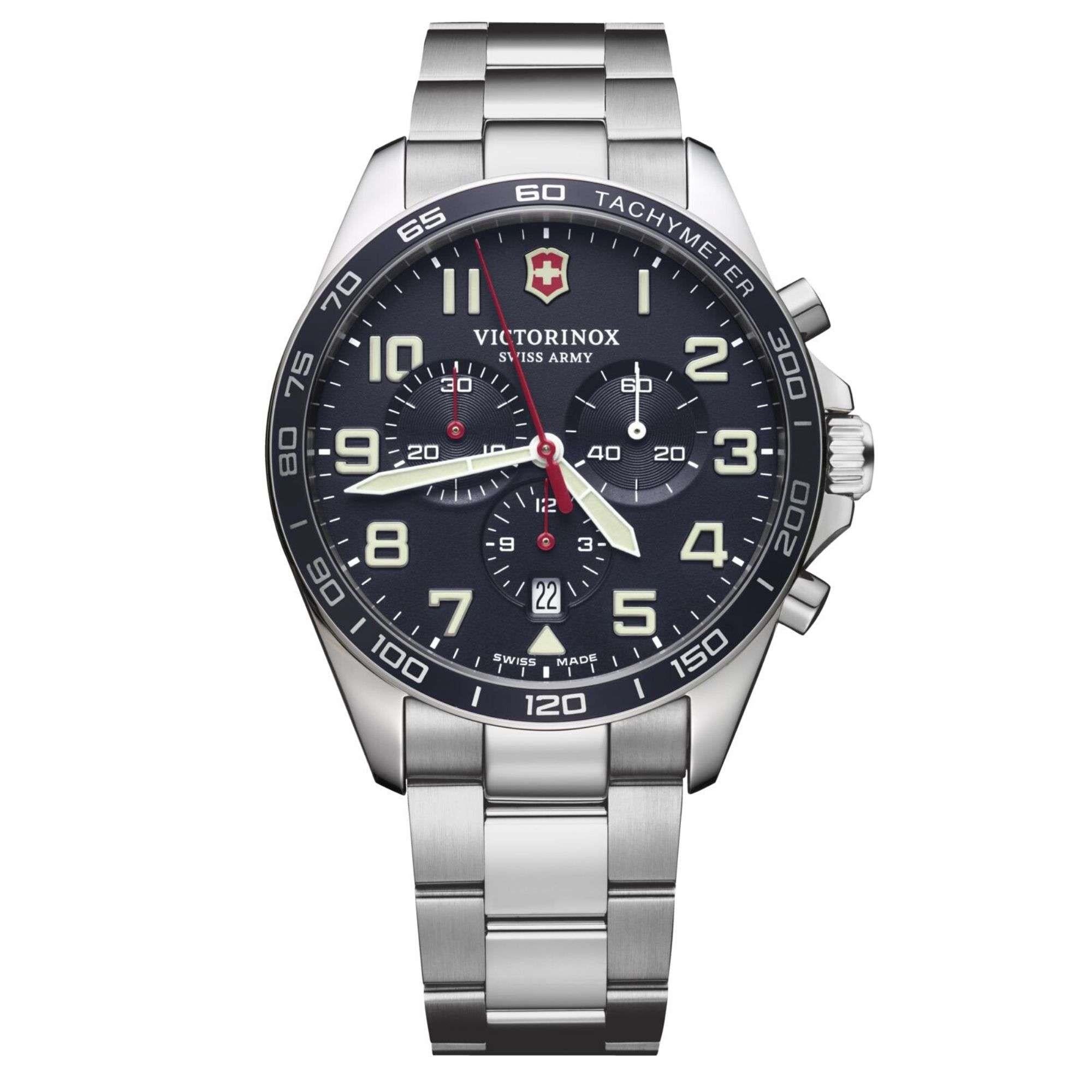 Victorinox Swiss Army Fieldforce Chronograph Blue Dial Stainless Steel Strap Men's Watch 241857