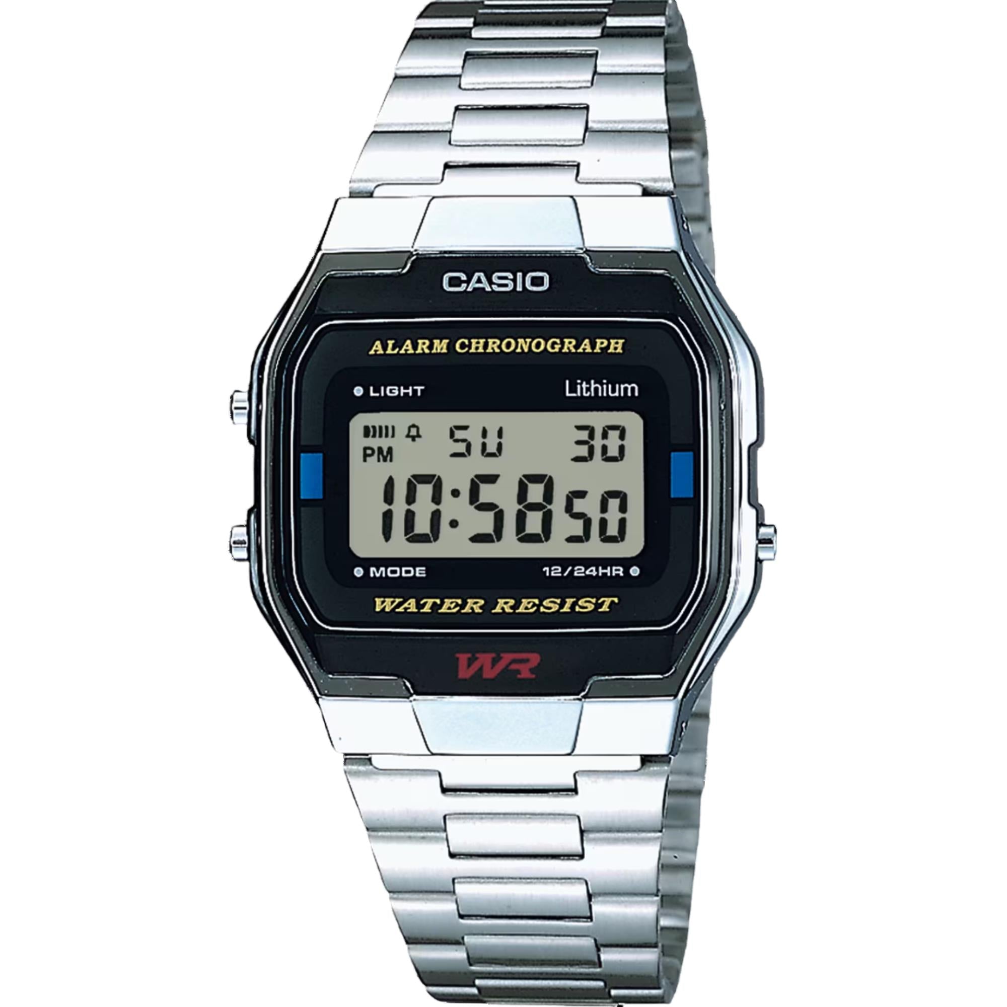 Casio Collection Quartz Digital Silver Stainless Steel Bracelet Men's Watch A163WA-1QES