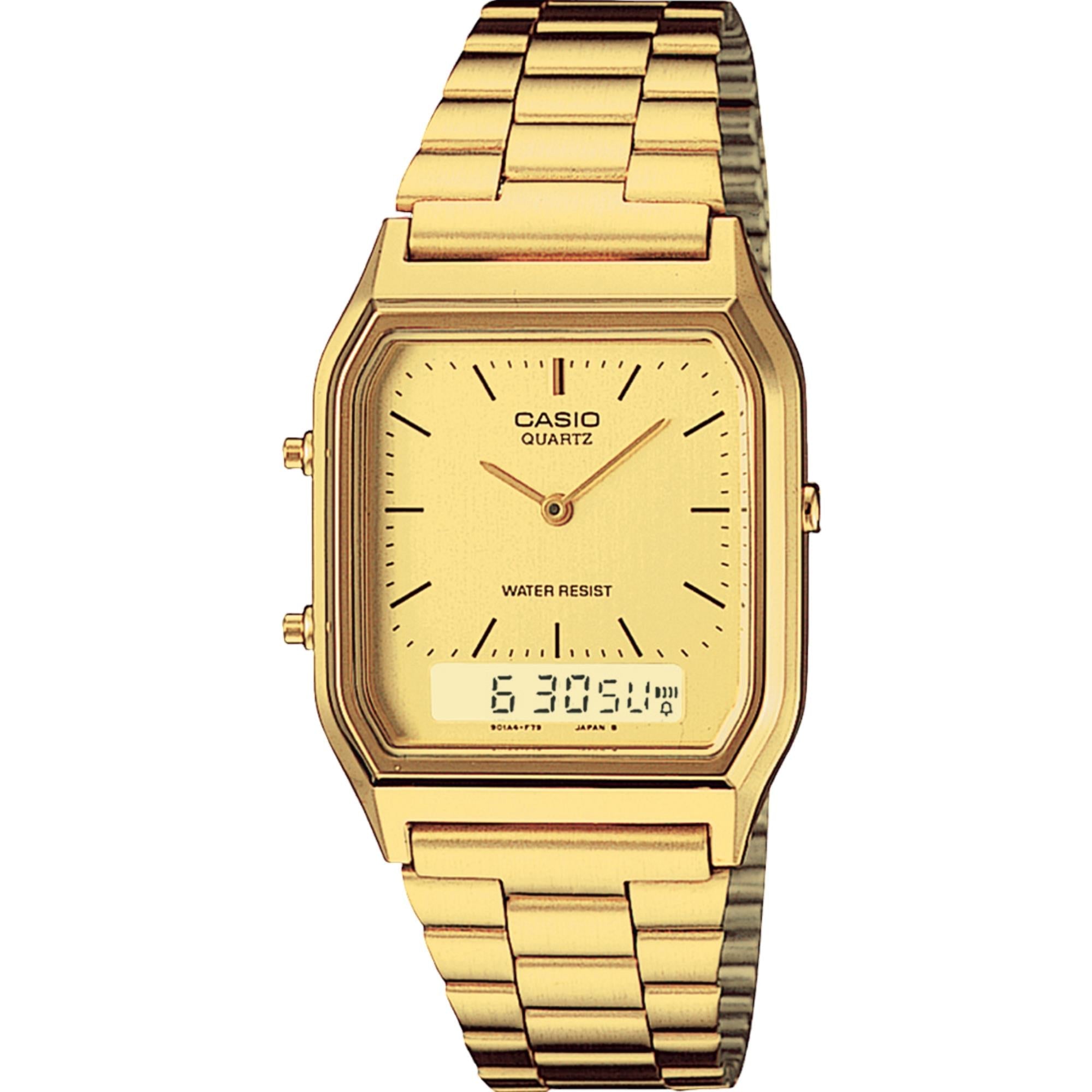 Casio Collection Quartz Gold Dial Gold Stainless Steel Bracelet Unisex Watch AQ-230GA-9DMQYES