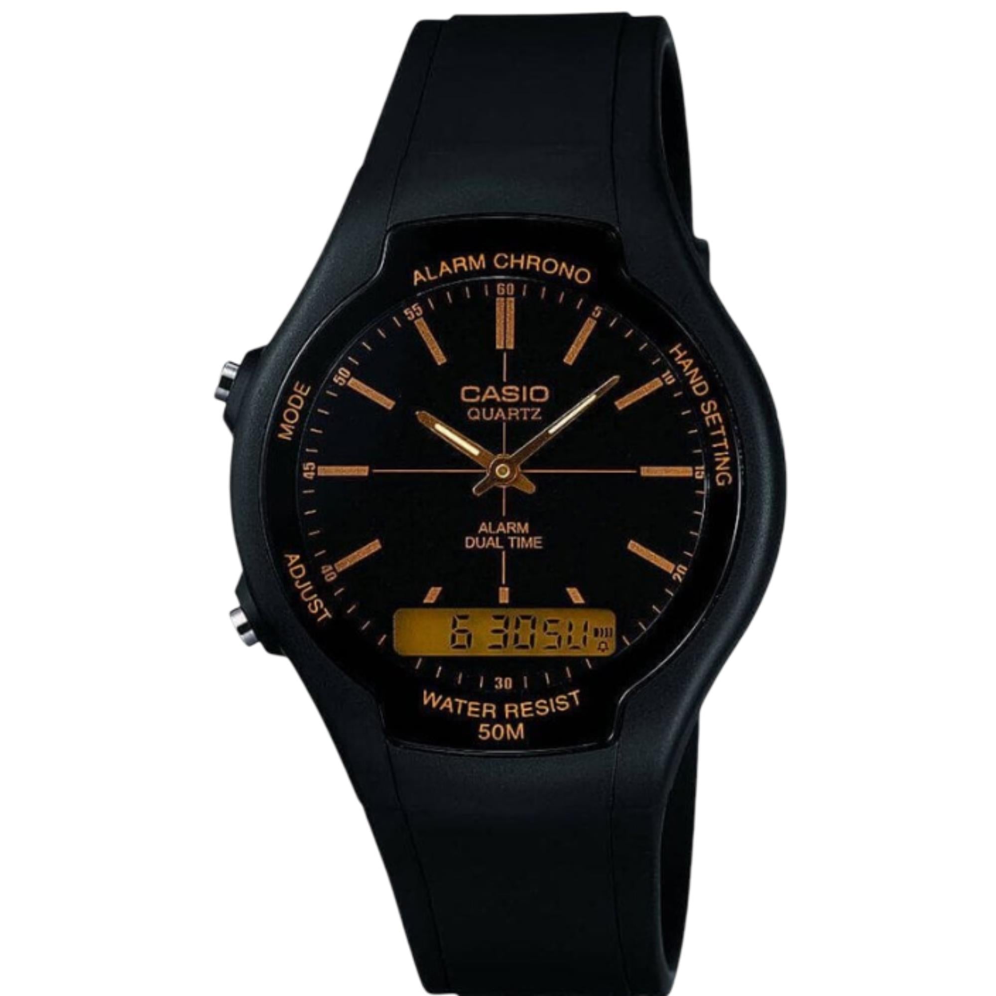 Casio Collection Quartz Black Dial Black Resin Strap Mens Watch AW-90H-9EVEF