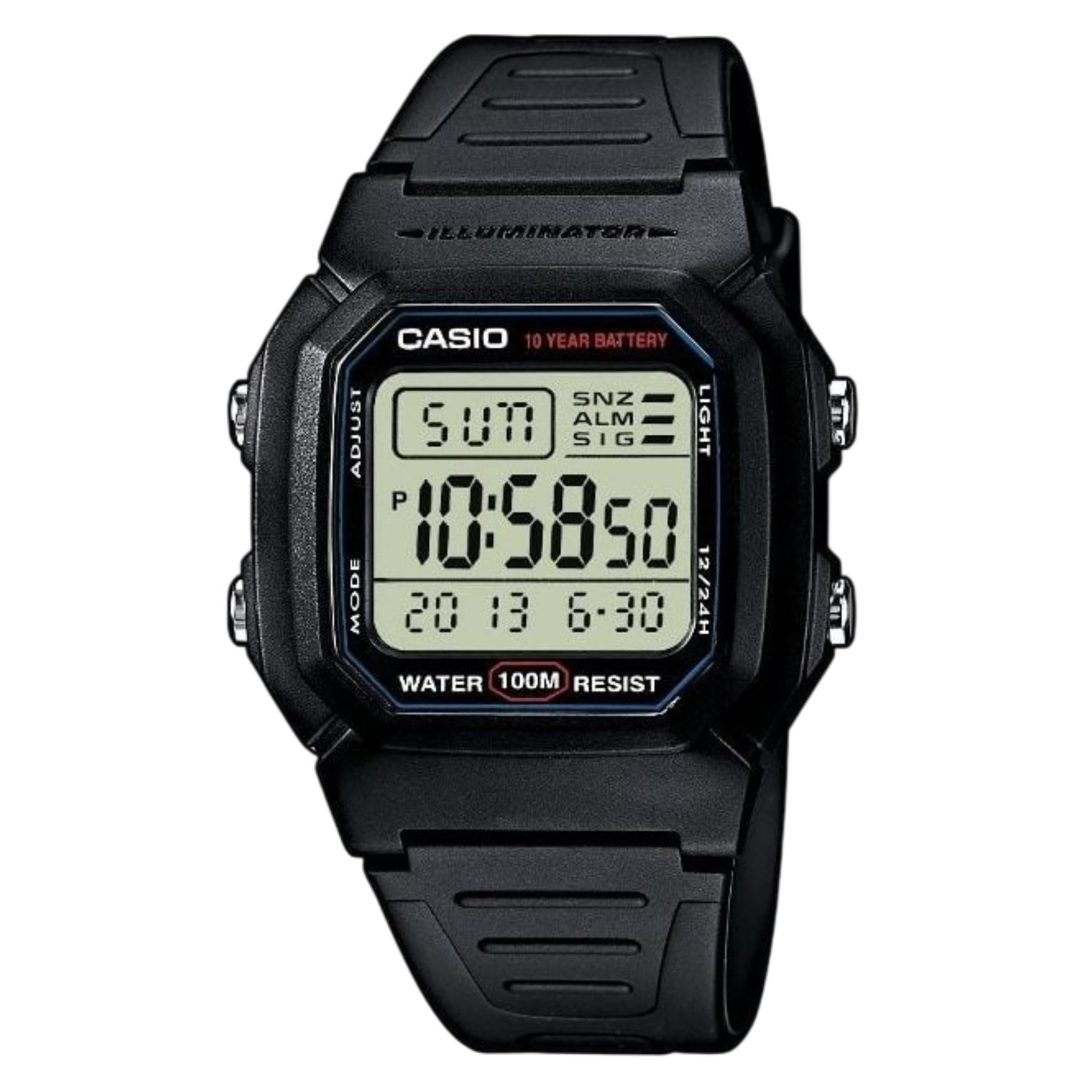 Casio Collection Quartz Digital Black Resin Strap Men's Watch W-800H-1AVES