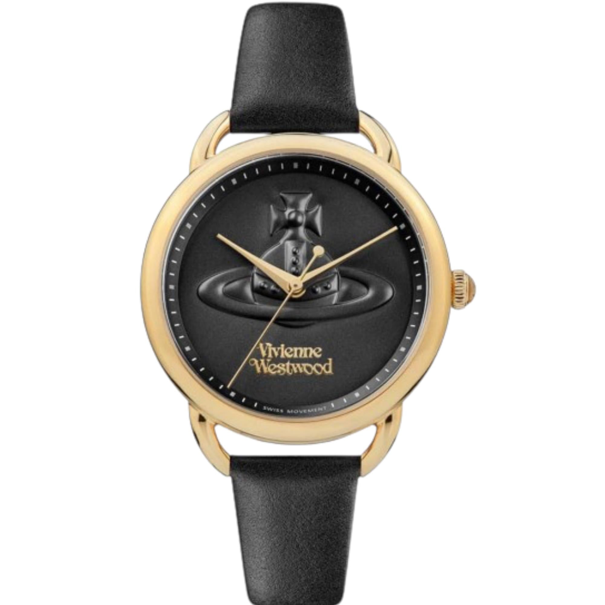 Vivienne Westwood Carnaby Black Dial Leather Strap Ladies Watch VV163GDBLK
