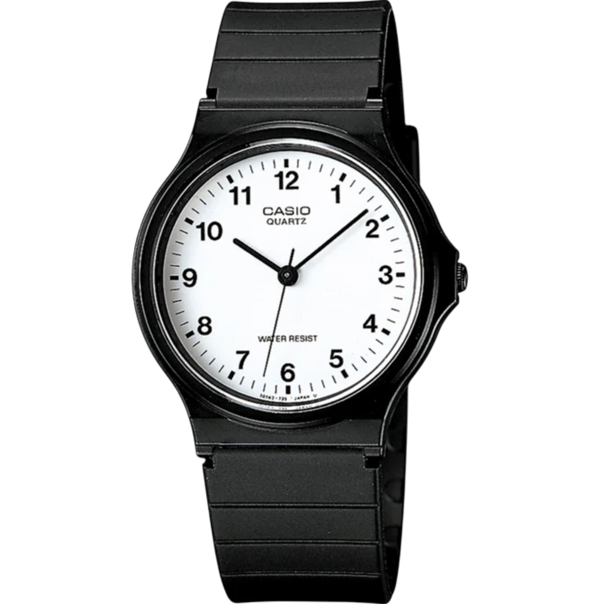 Casio Collection Quartz White Dial Black Resin Strap Unisex Watch MQ-24-7BLL