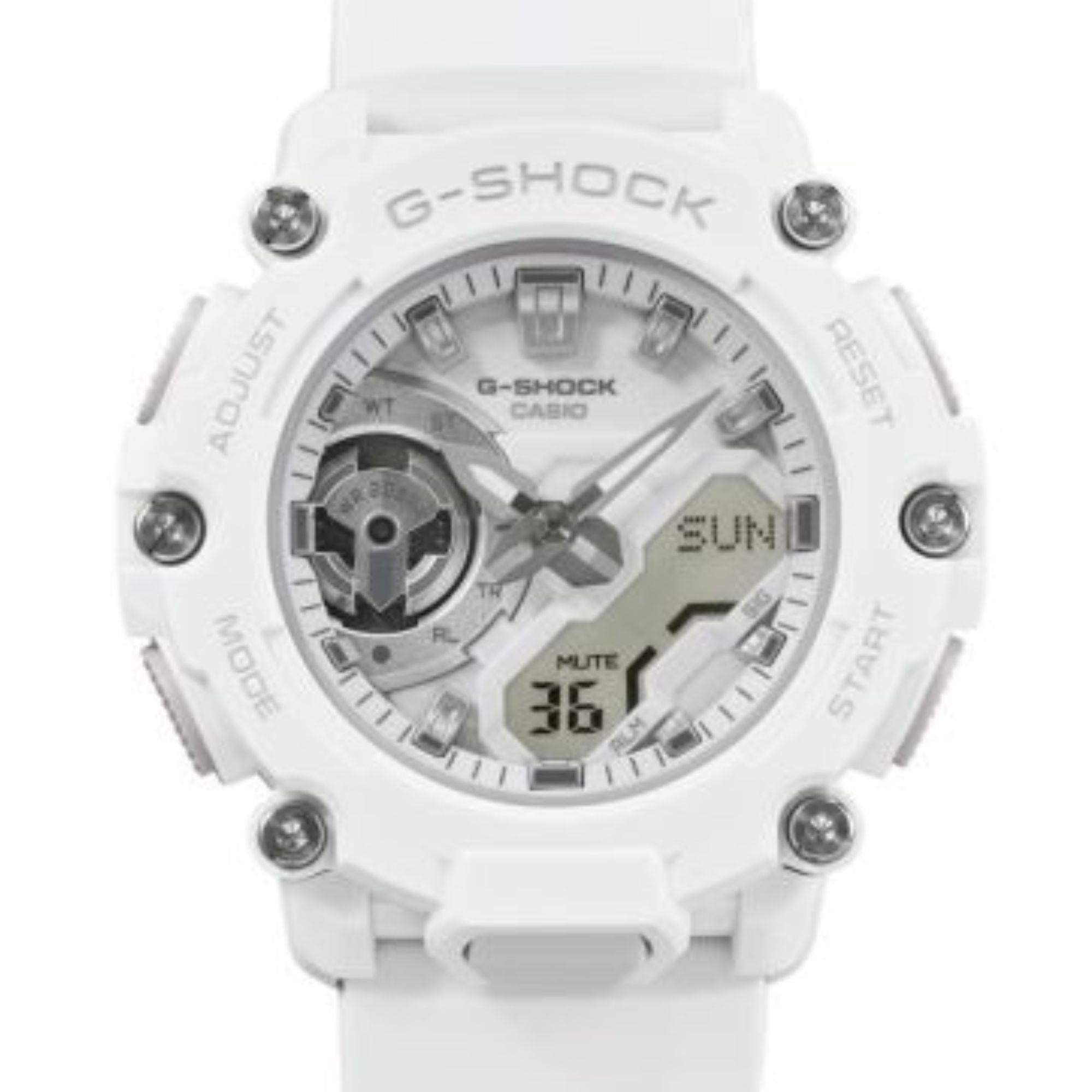 Casio G-Shock S2200 Monochrome Colour Series White Dial White Rubber Men's Watch GMA-S2200M-7AER