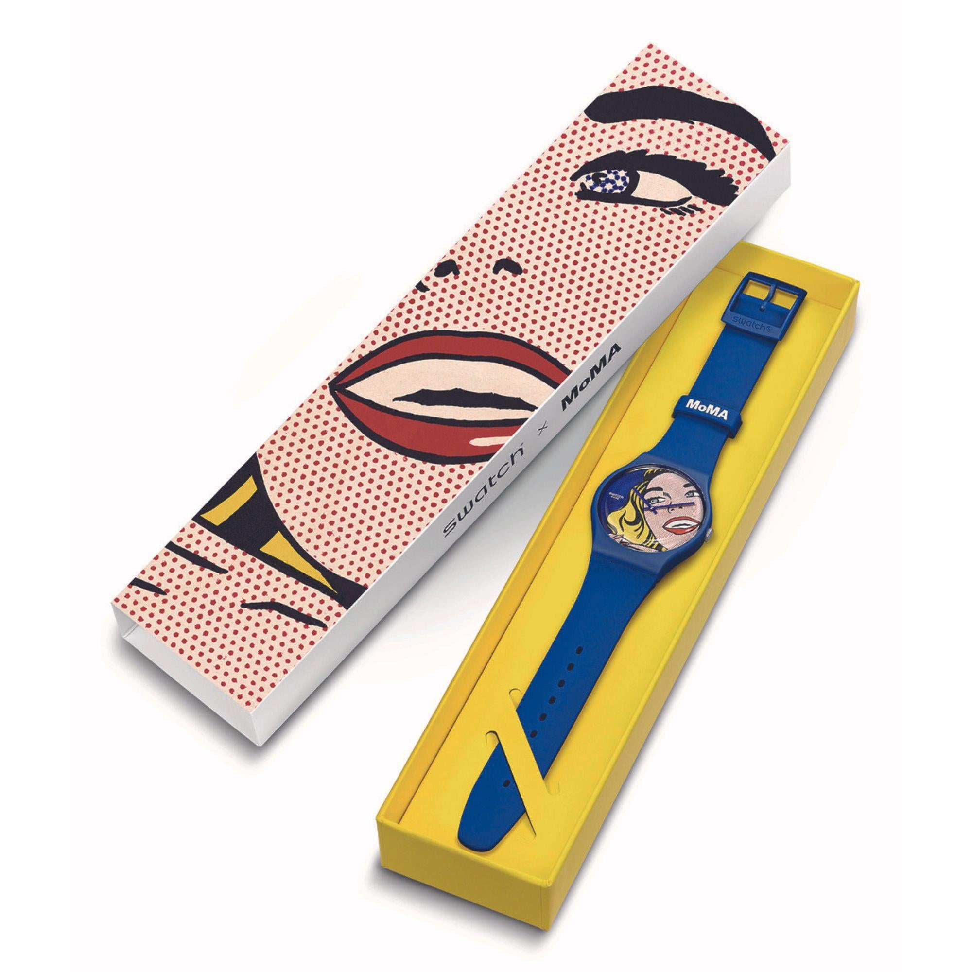 Swatch Art Journey Girl By Roy Lichtenstein Blue Silicone Strap Watch SUOZ352