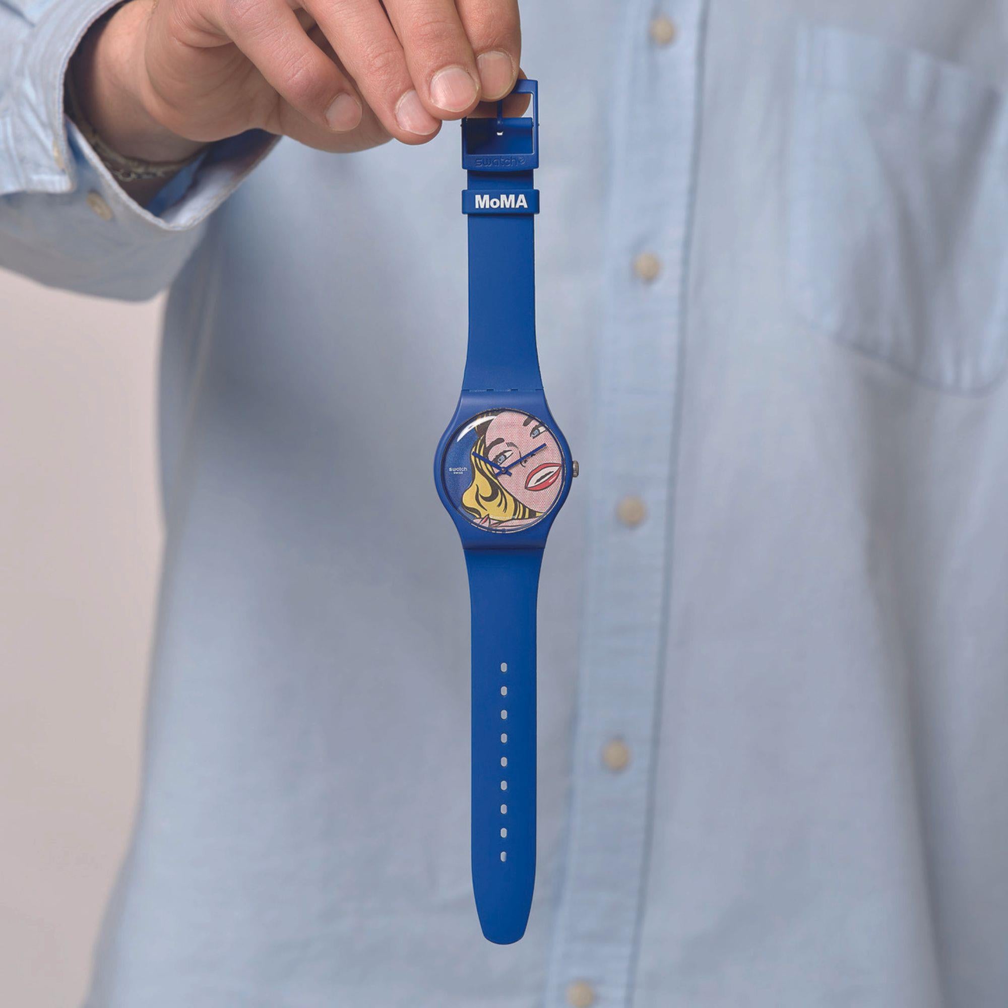 Swatch Art Journey Girl By Roy Lichtenstein Blue Silicone Strap Watch SUOZ352
