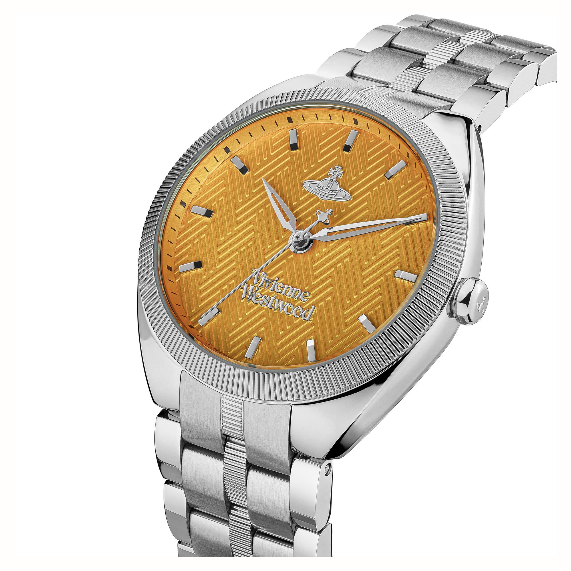 Vivienne Westwood The Mews Orange Dial Stainless Steel Bracelet Ladies Watch VV281TNSL