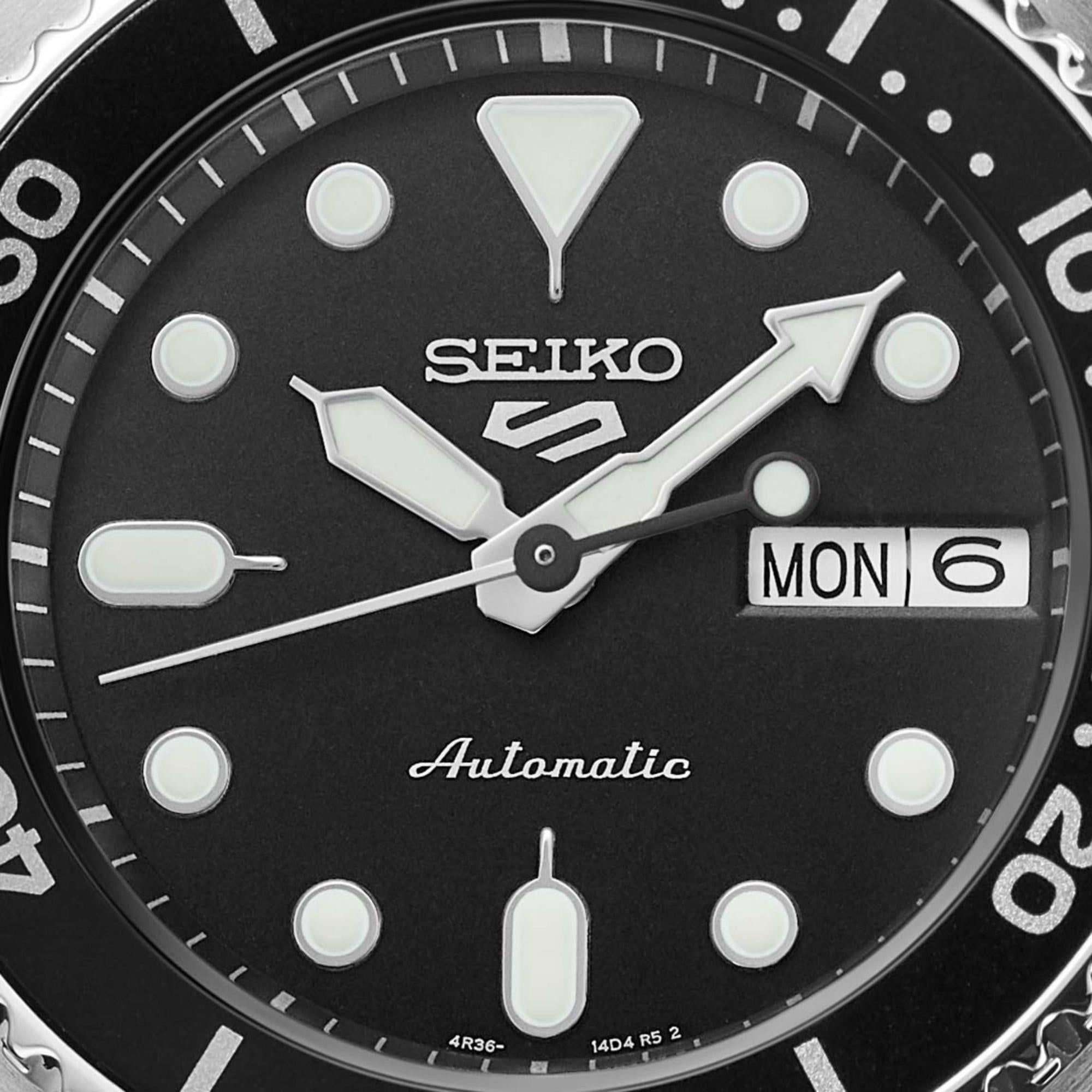 Seiko 5 Sports SKX "Midi" Black Dial Steel Bracelet Watch SRPK29K1