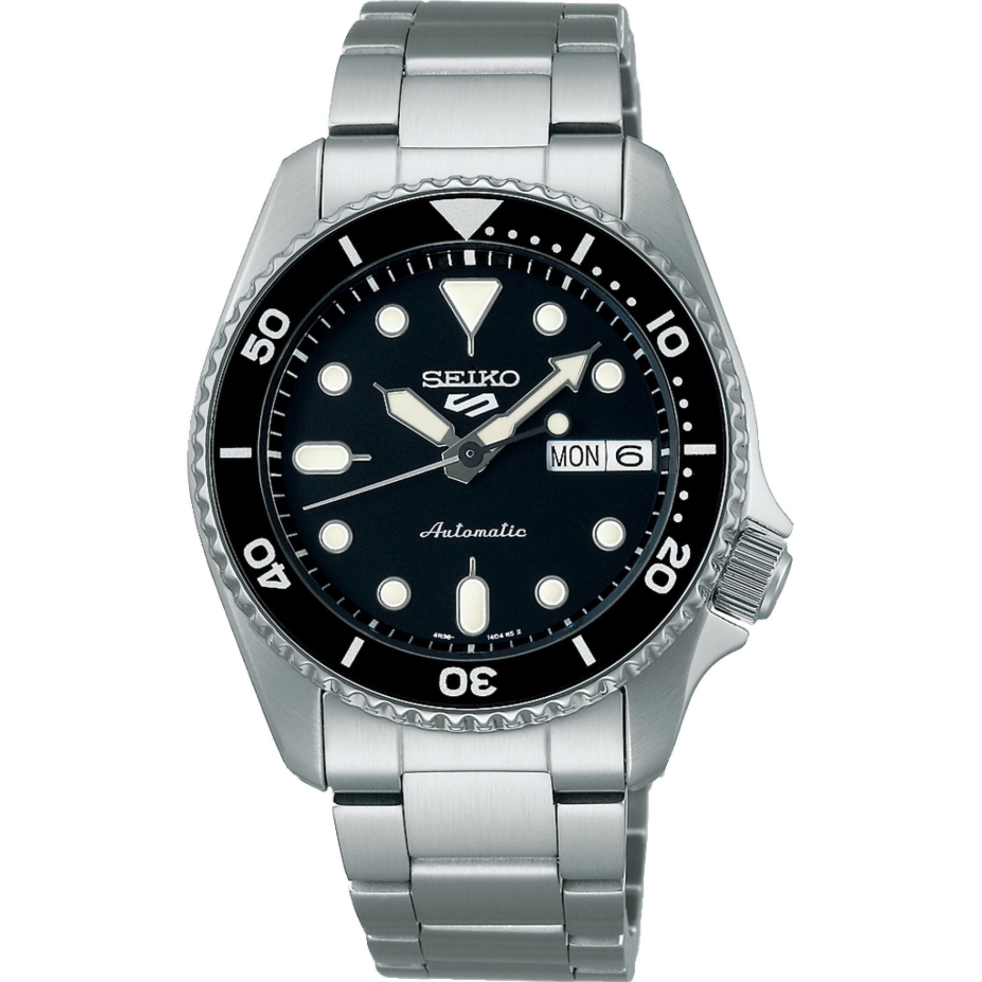 Seiko 5 Sports SKX "Midi" Black Dial Steel Bracelet Watch SRPK29K1