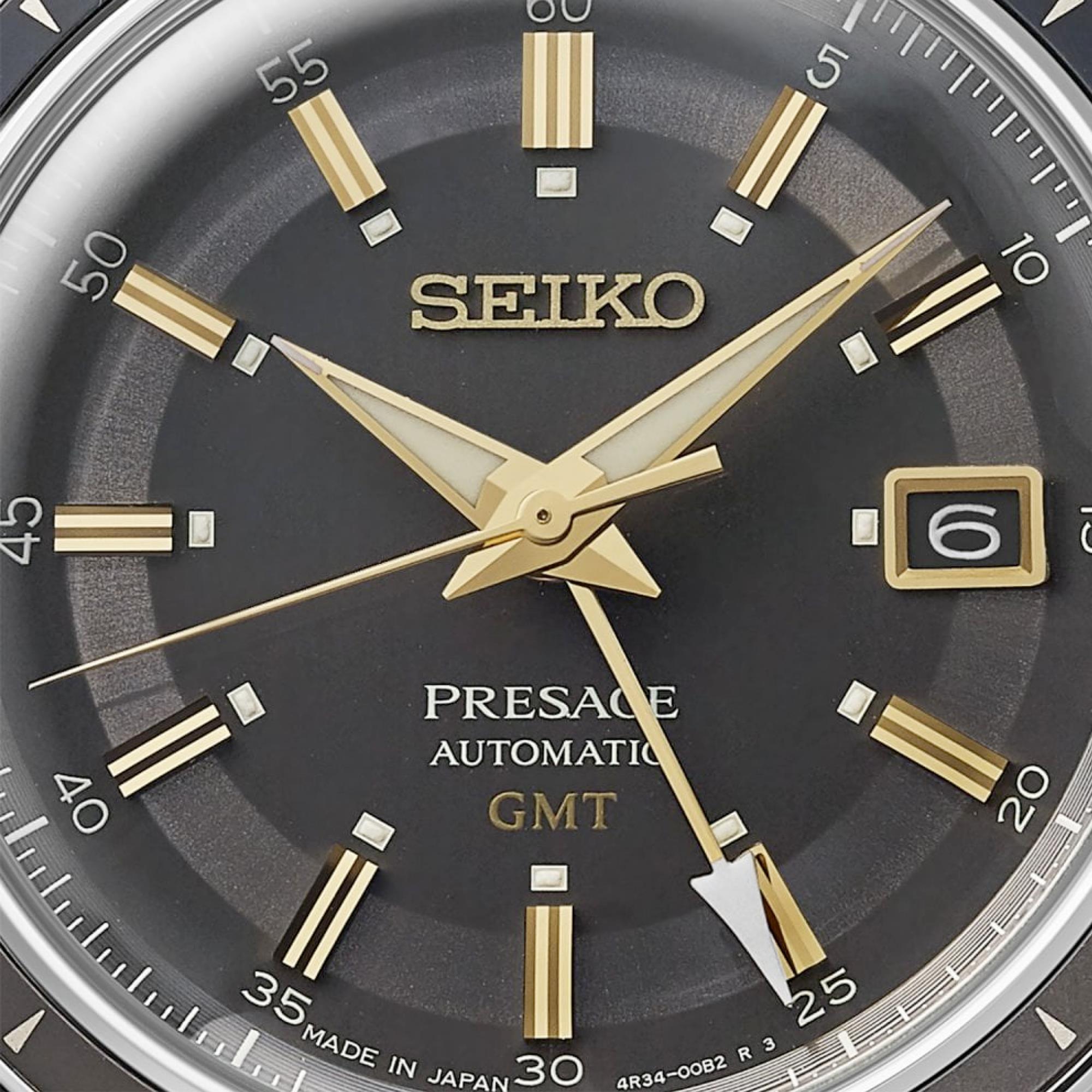 Seiko Presage ‘Fume’ Style 60s Road Trip GMT Automatic Brown Dial Men's Watch SSK013J1