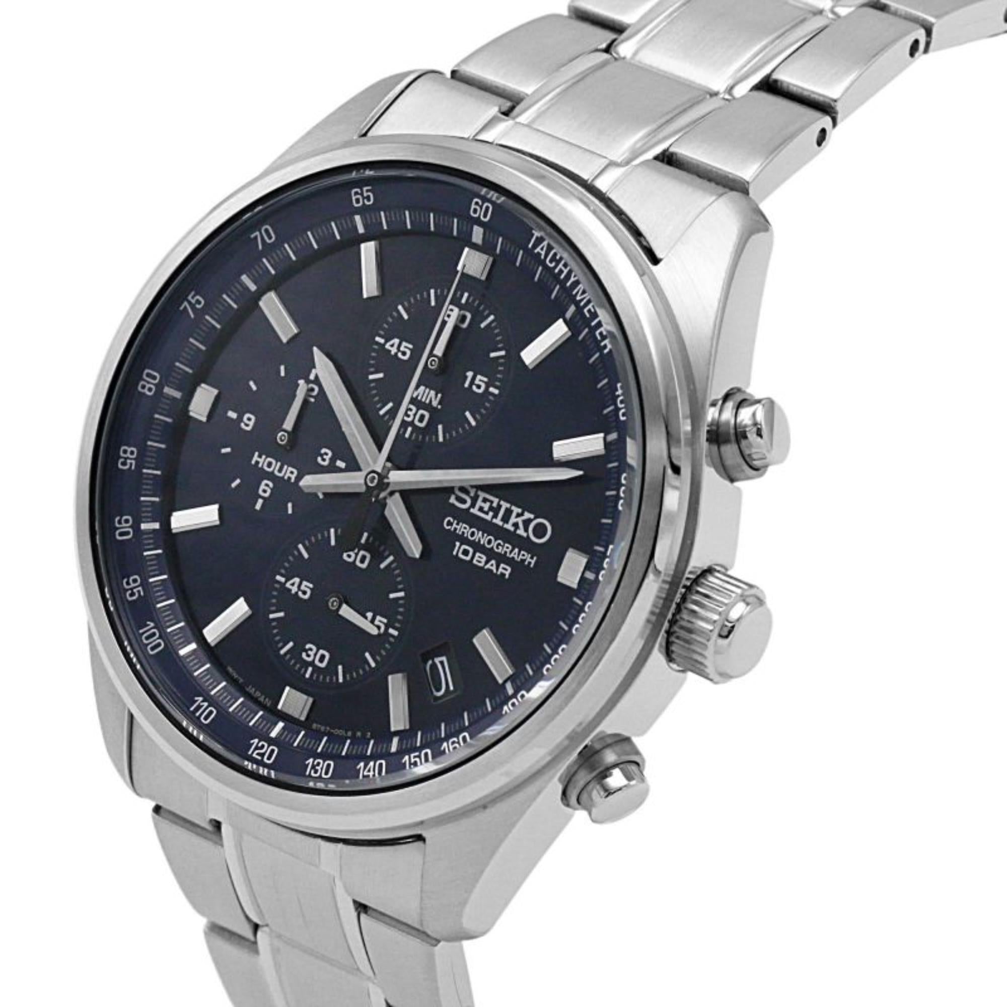 Seiko Conceptual Quartz Chronograph Blue Dial Steel Strap Men’s Watch SSB377P1