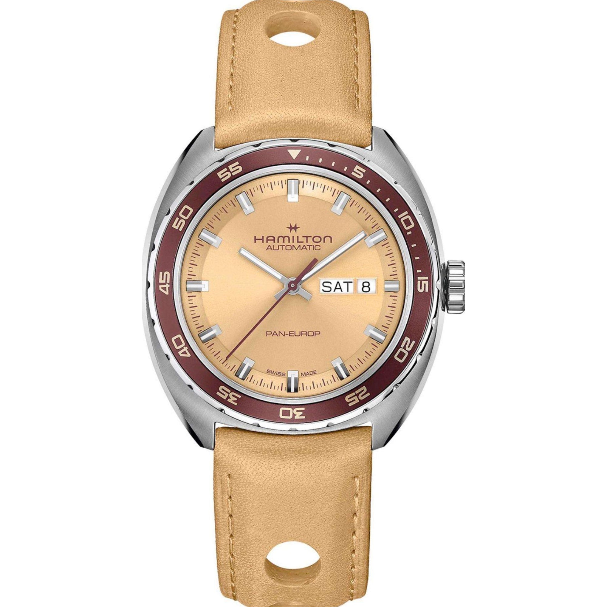 Hamilton American Classic Pan Europ Day-Date Auto Automatic Champagne Dial Men's Watch H35435820
