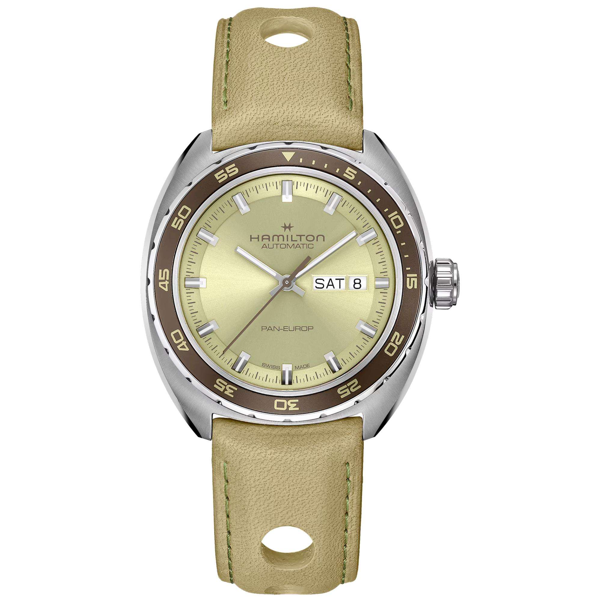 Hamilton American Classic Pan Europ Day-Date Auto 2 Straps Set Automatic Green Dial Men's Watch H35445860
