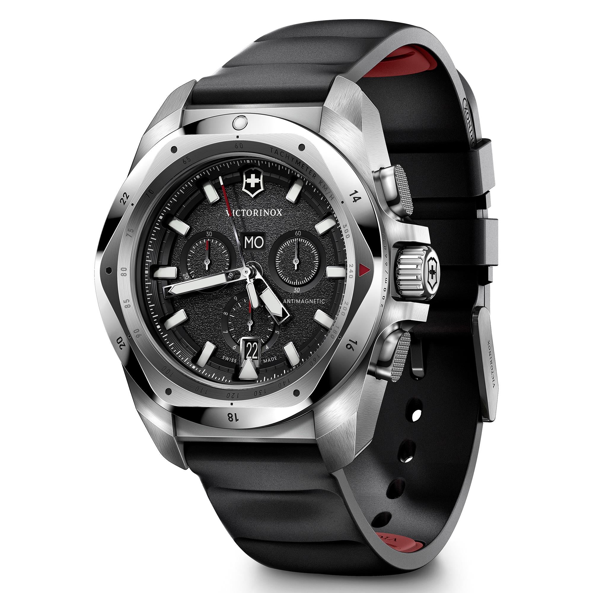 Victorinox I.N.O.X Chrono Quartz Black Dial Rubber Strap Men's Watch 241983