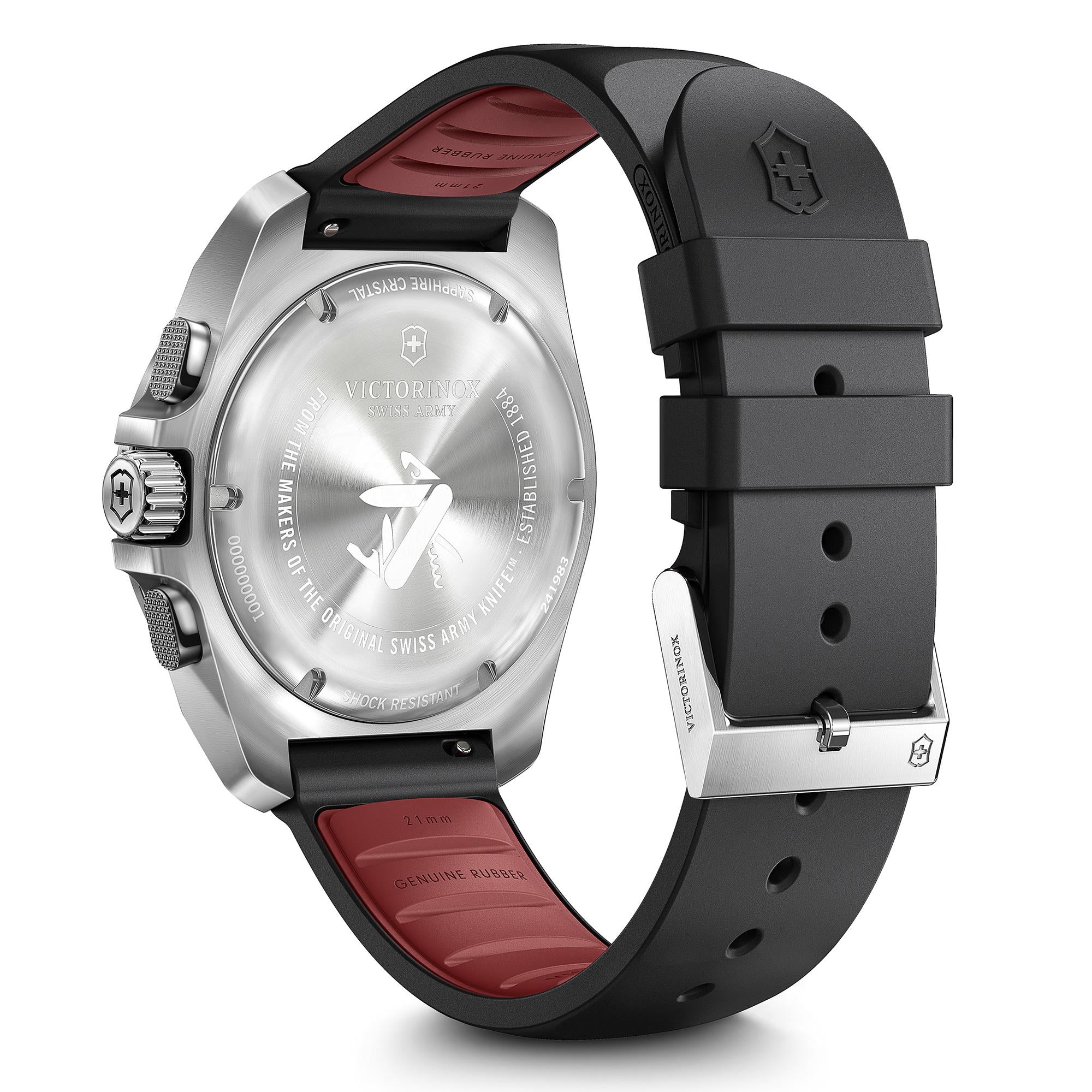 Victorinox I.N.O.X Chrono Quartz Black Dial Rubber Strap Men's Watch 241983
