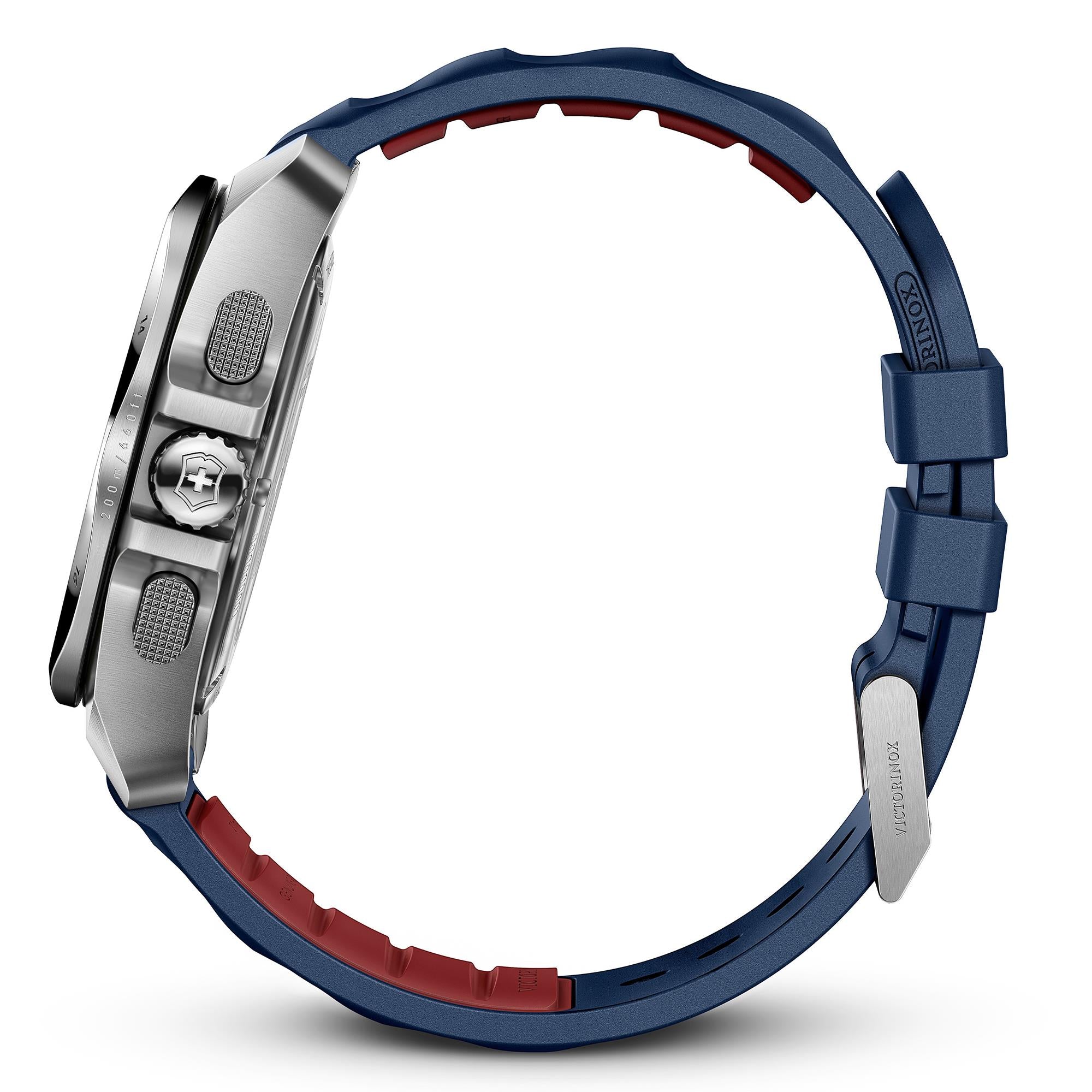 Victorinox I.N.O.X Chrono Quartz Blue Dial Blue Rubber Strap Men's Watch 241984