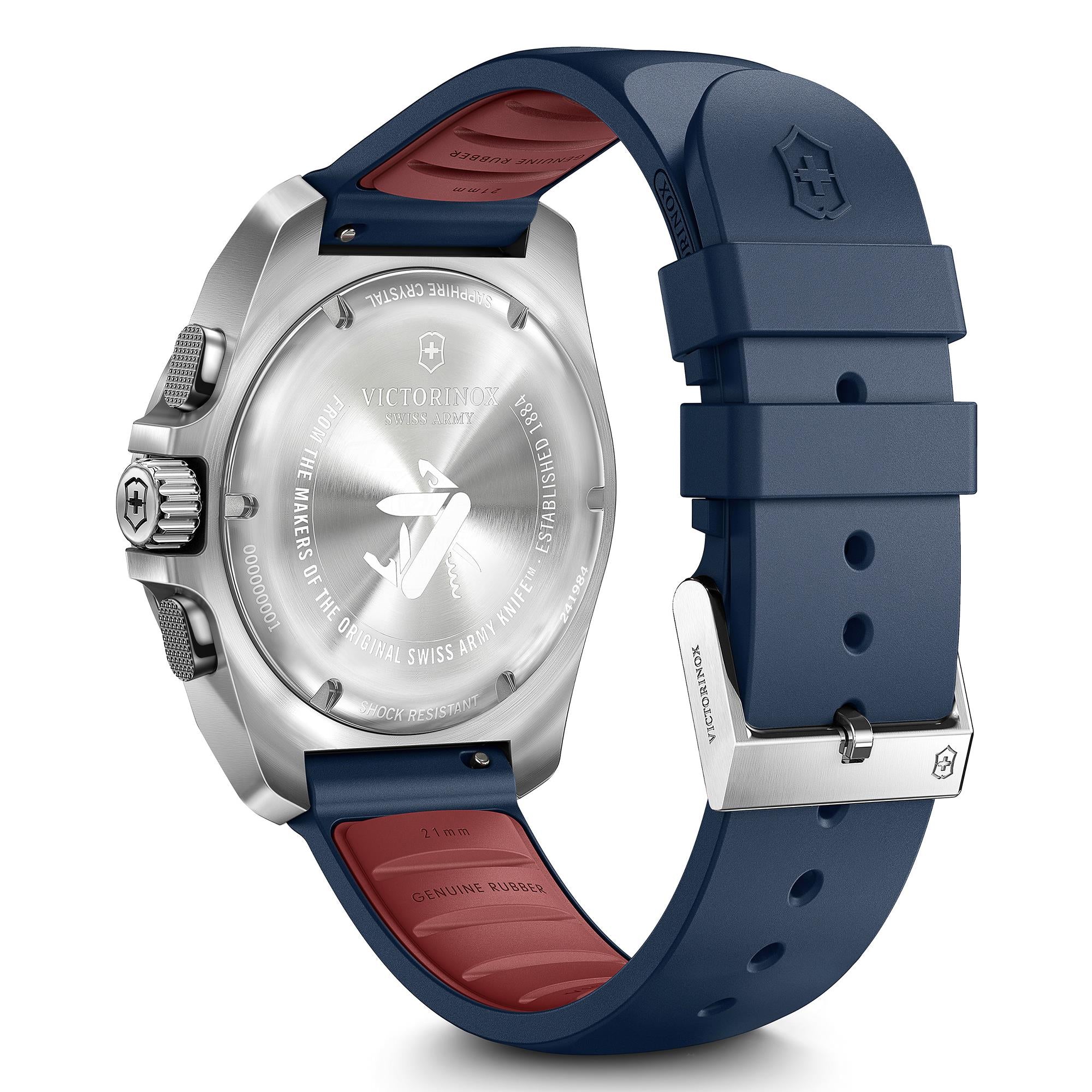 Victorinox I.N.O.X Chrono Quartz Blue Dial Blue Rubber Strap Men's Watch 241984