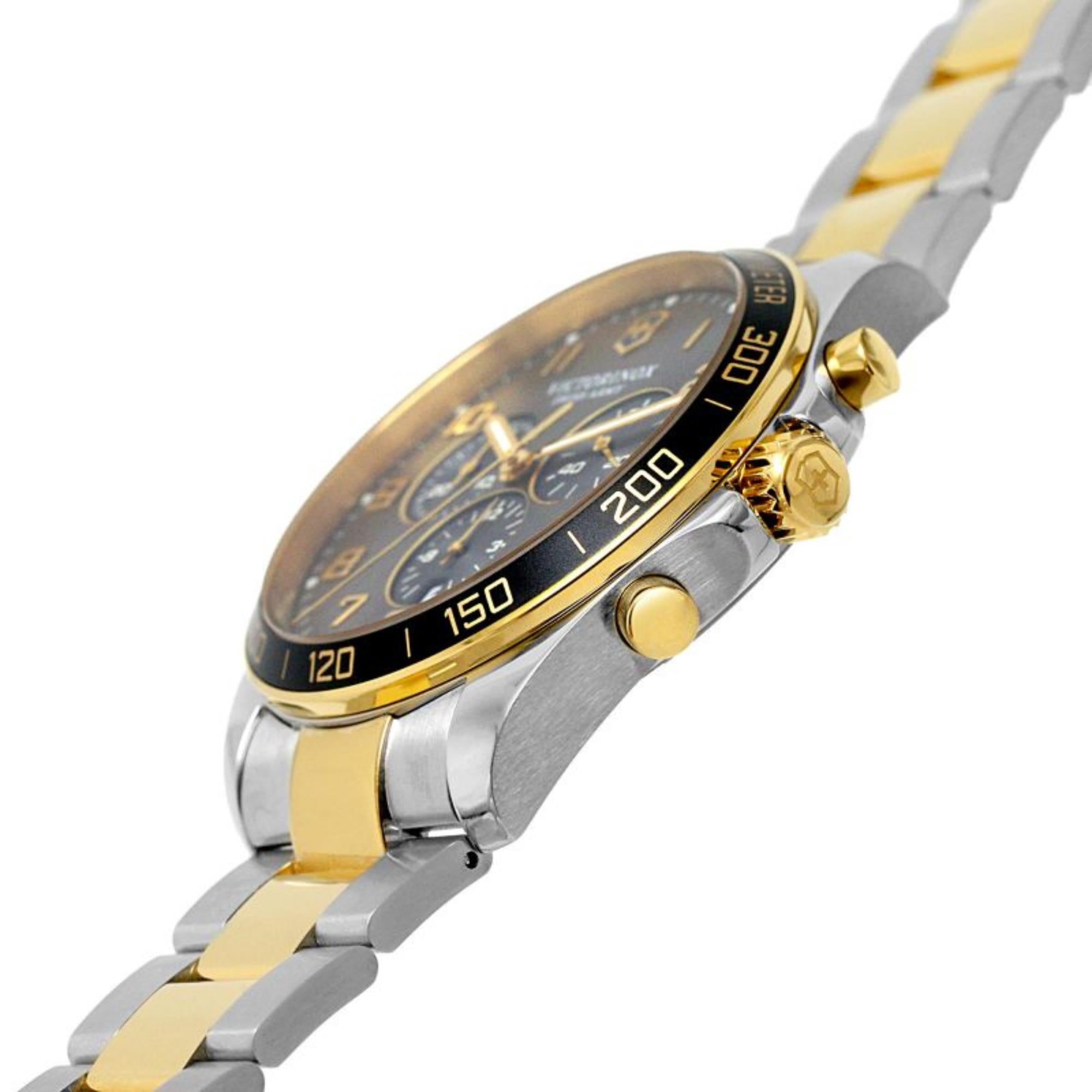 Victorinox FieldForce Classic Chronograph Quartz Grey Dial Two-Tone Stainless Steel Bracelet Men's Watch 241902