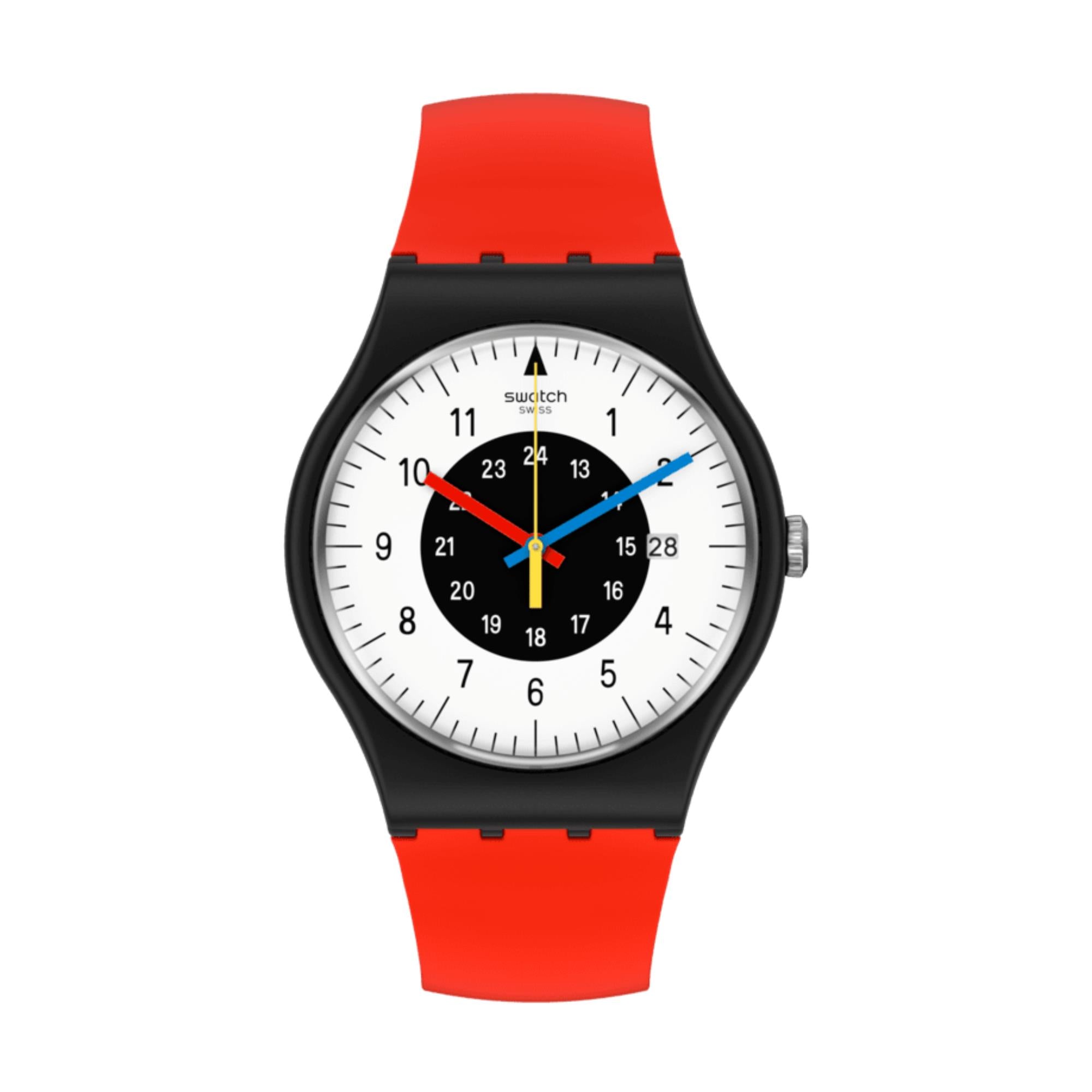 Swatch Original Gent 1984 Rouge & Noir Quartz White Dial Men's Watch SO32B401