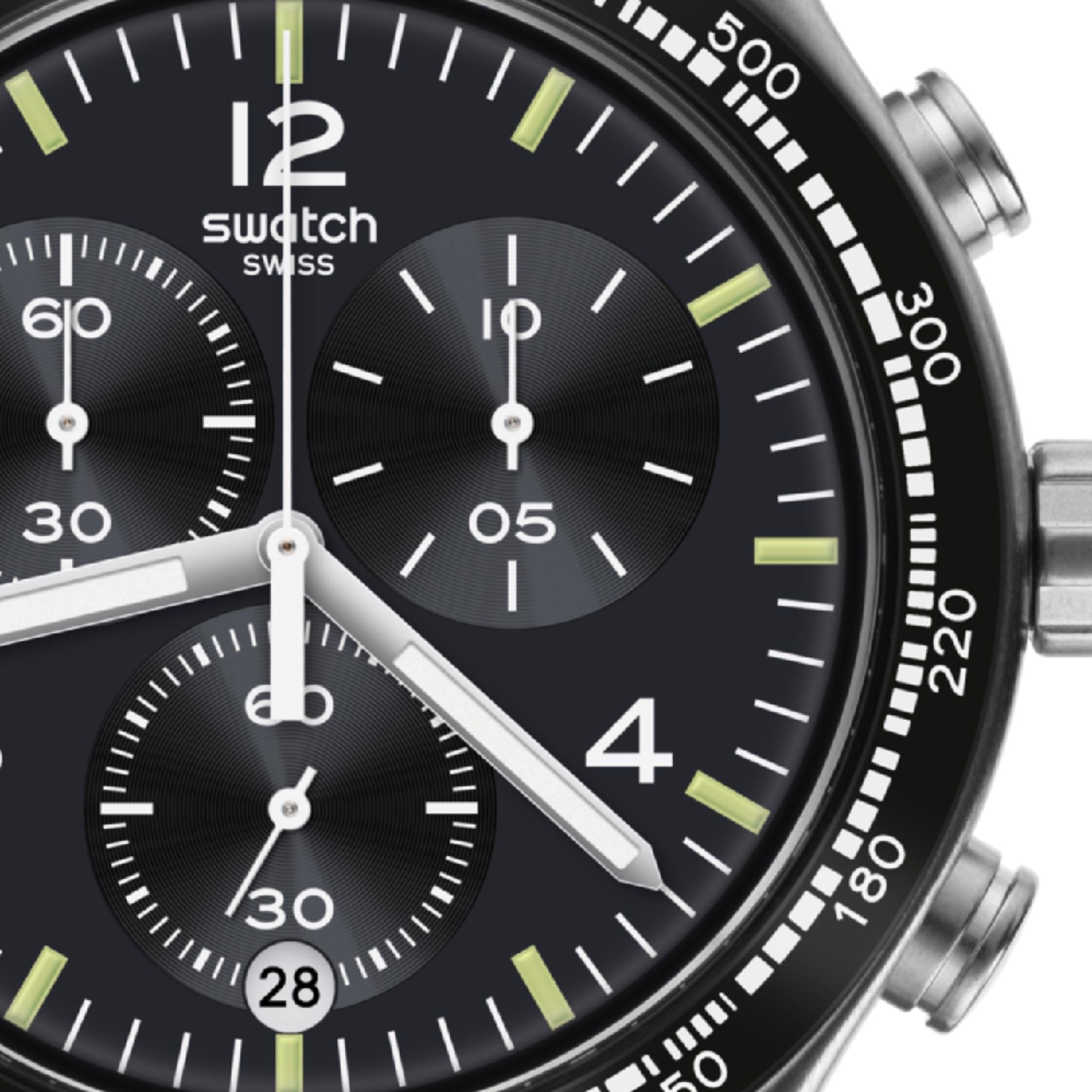 Swatch NIGHT FLIGHT Black Dial Unisex Watch YVS444GC