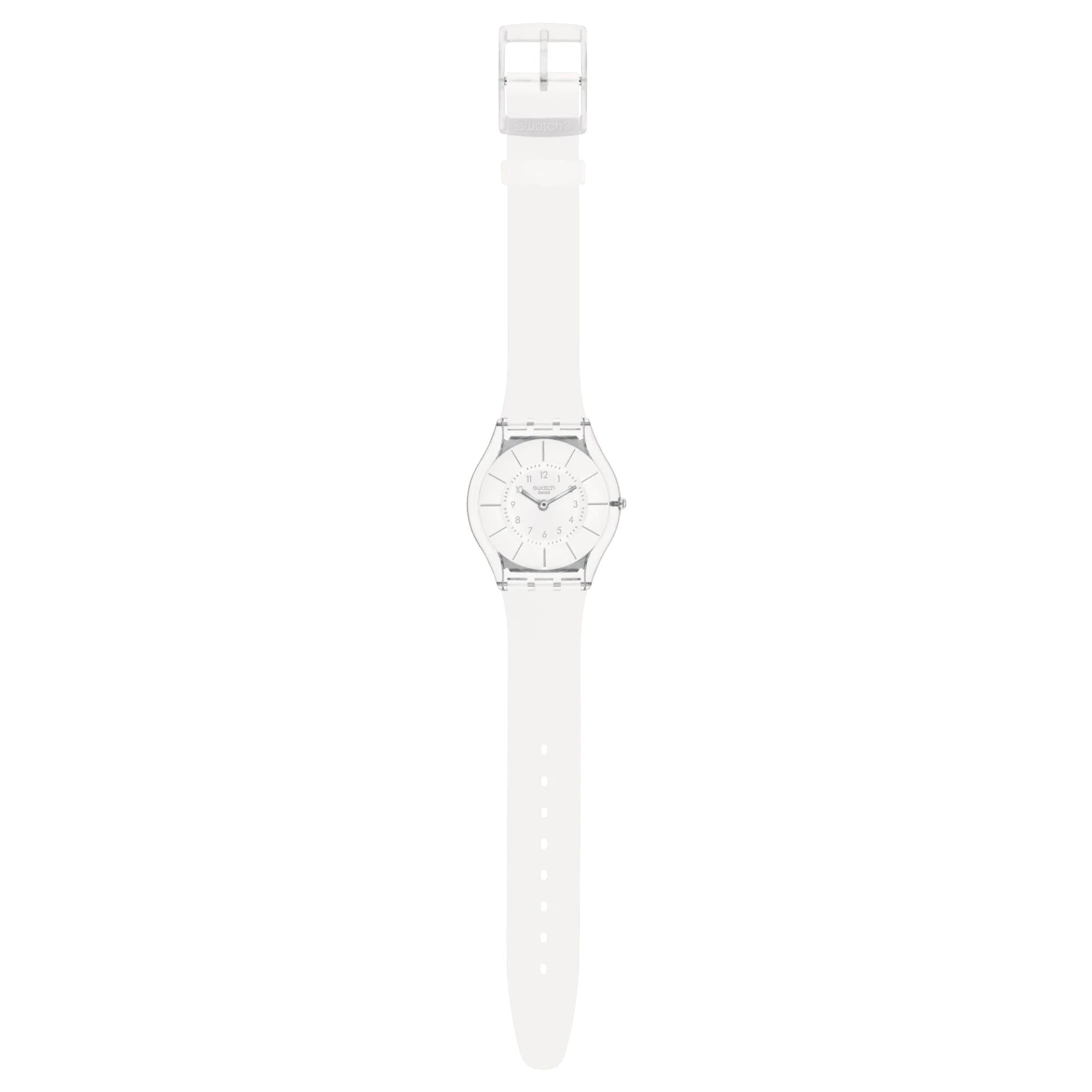Swatch Lifestyle White Classiness Quartz White Dial Silicone Strap Unisex Watch SS08K102-S14