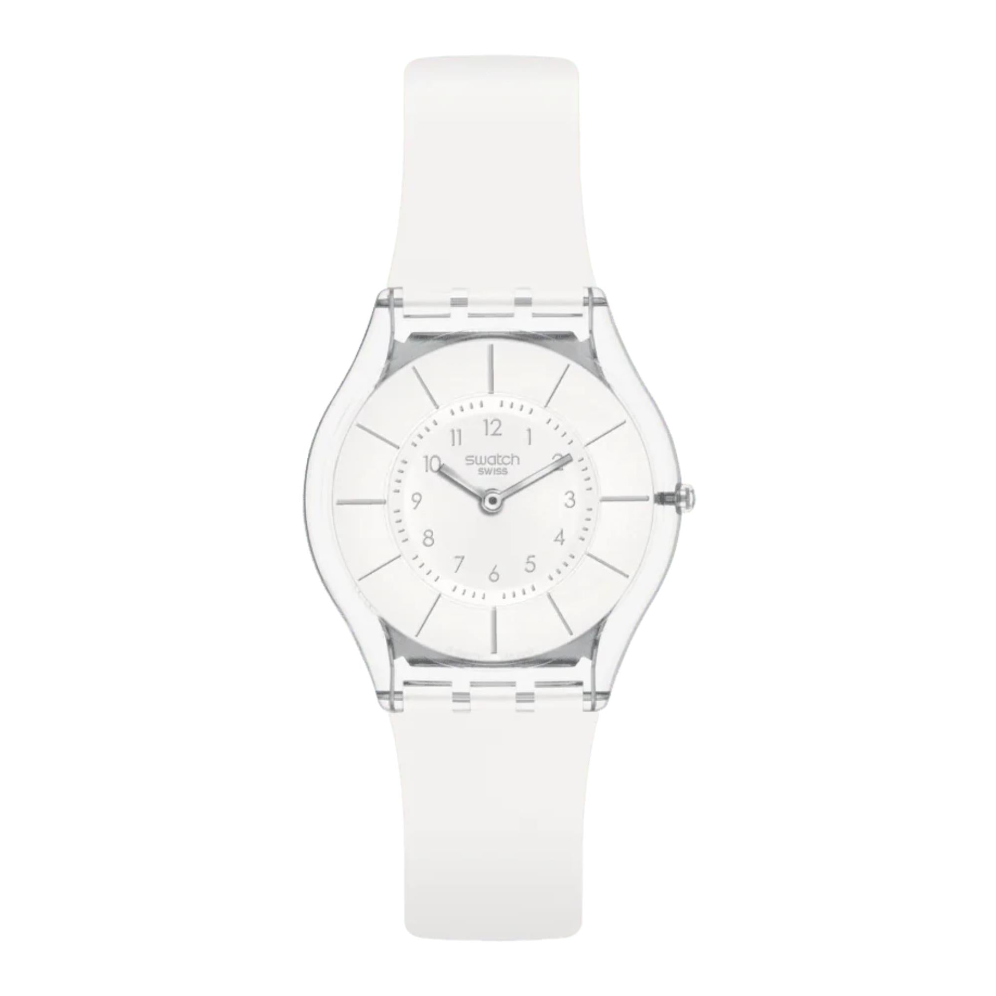 Swatch Lifestyle White Classiness Quartz White Dial Silicone Strap Unisex Watch SS08K102-S14