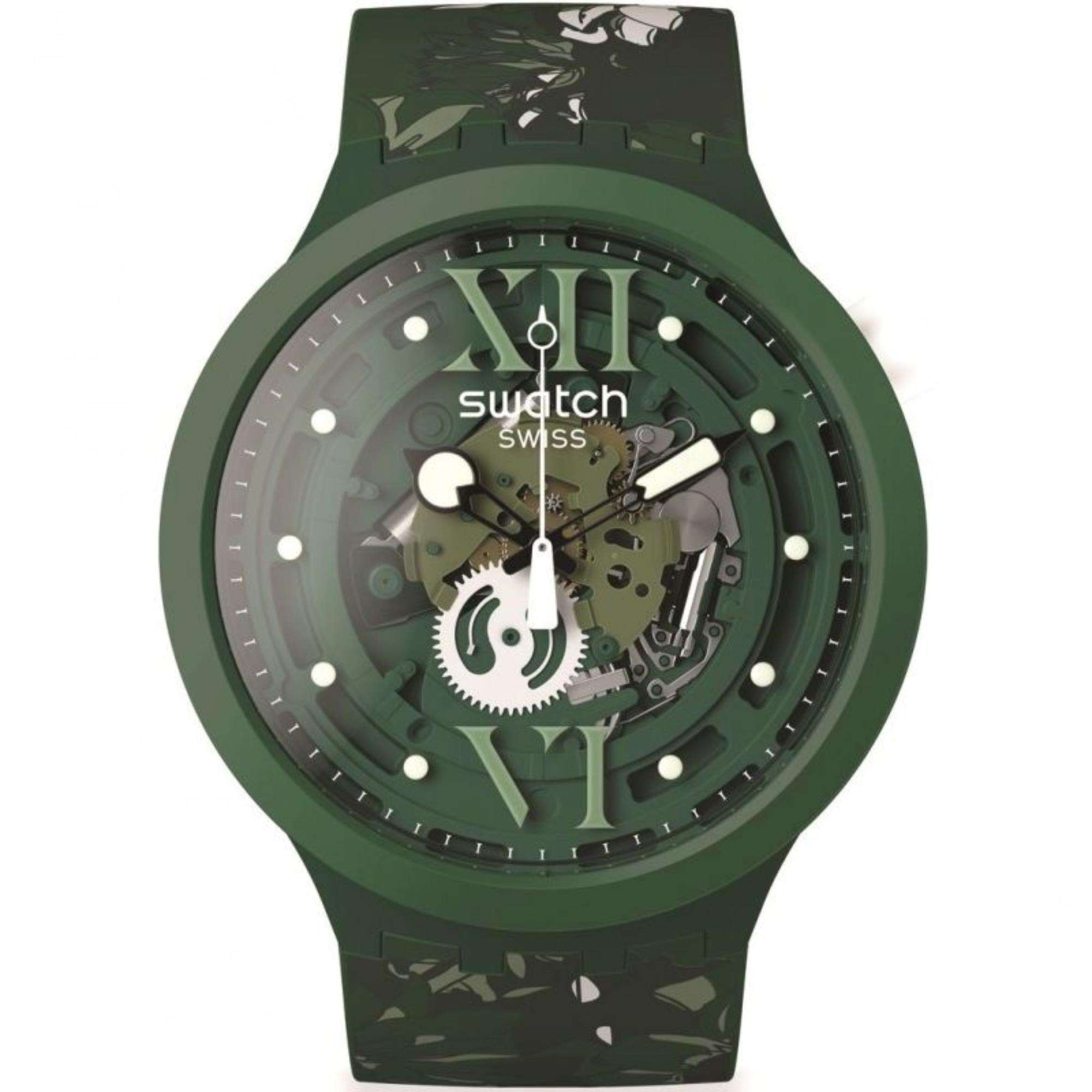 Swatch CAMOFLOWER GREEN Big Bold Bioceramic Watch SB05G104
