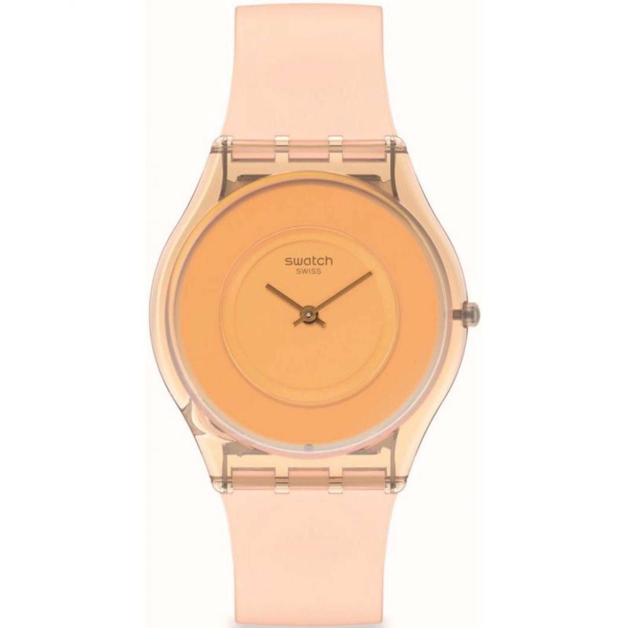 Swatch Pastelicious Peachy Pink Silicone Strap Orange Dial Unisex Watch SS08P102