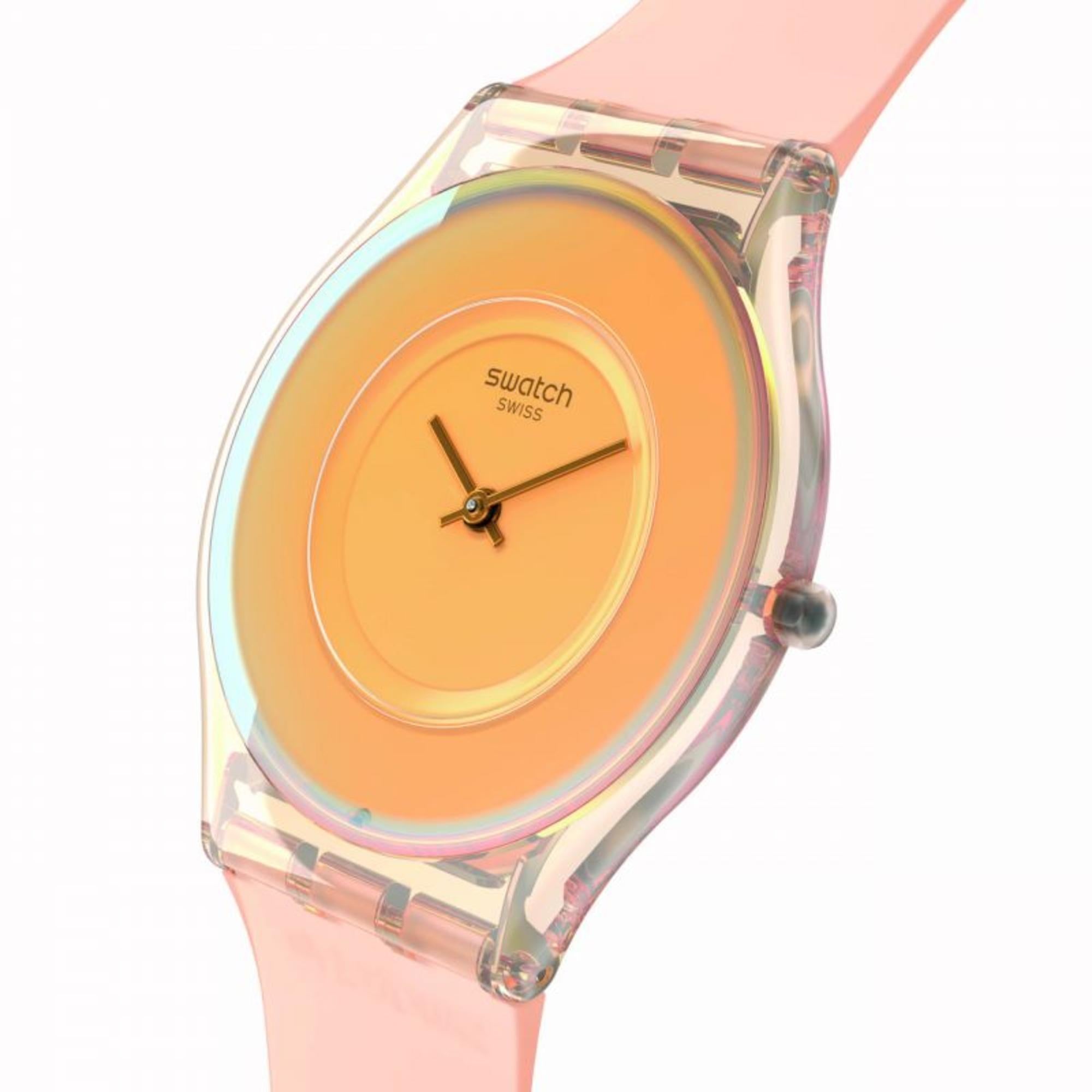 Swatch Pastelicious Peachy Pink Silicone Strap Orange Dial Unisex Watch SS08P102