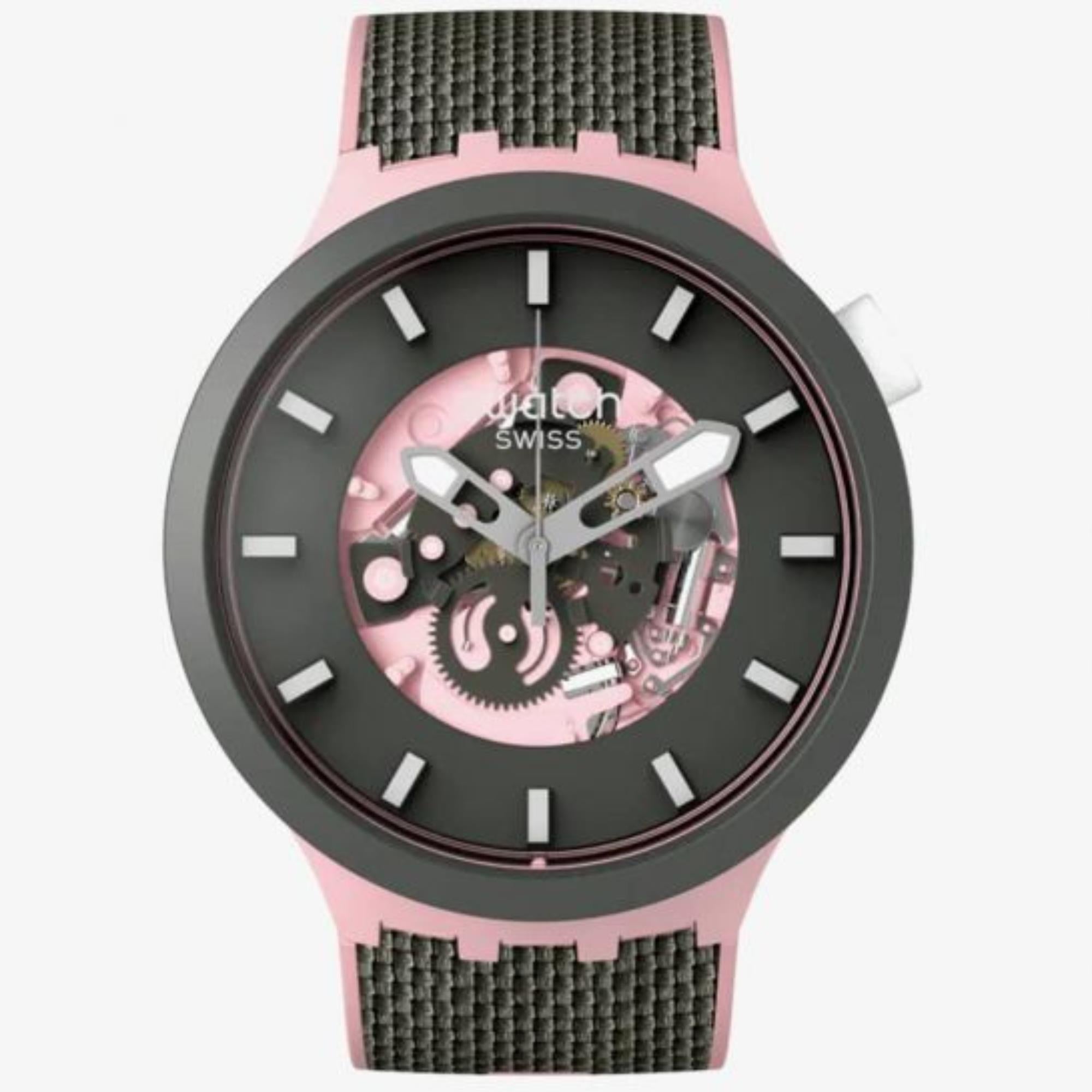 Swatch MISTY CLIFFS Big Bold Black/Pink Dial Women's Watch SB05P100